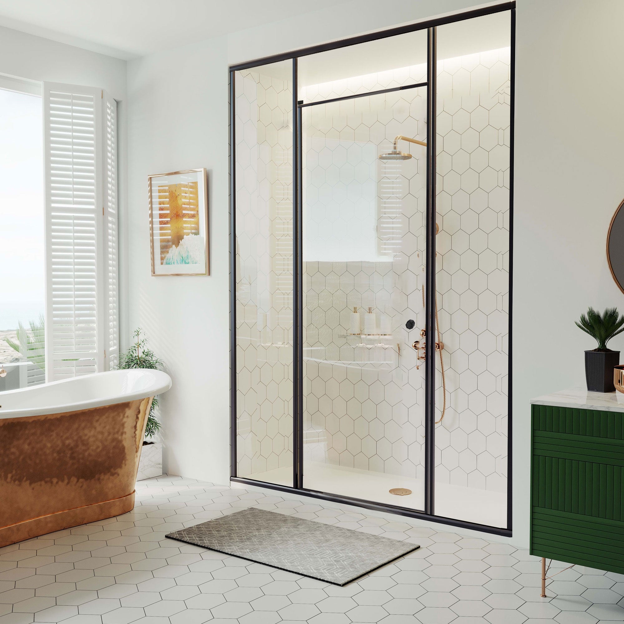 NOCTELLE Customize Inline Shower Door with Tempered Glass