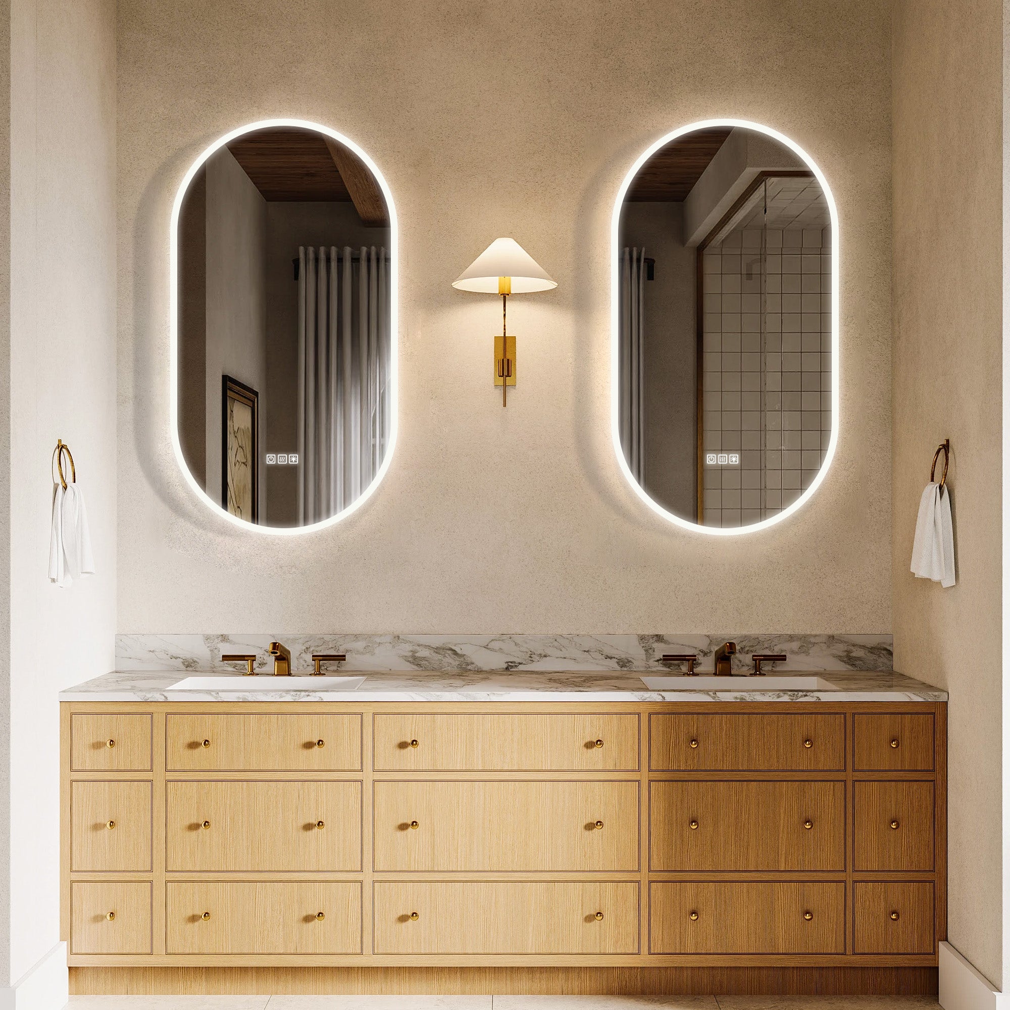 ORLIX Custom Wooden LED Mirror Medicine Cabinet with Oval Design