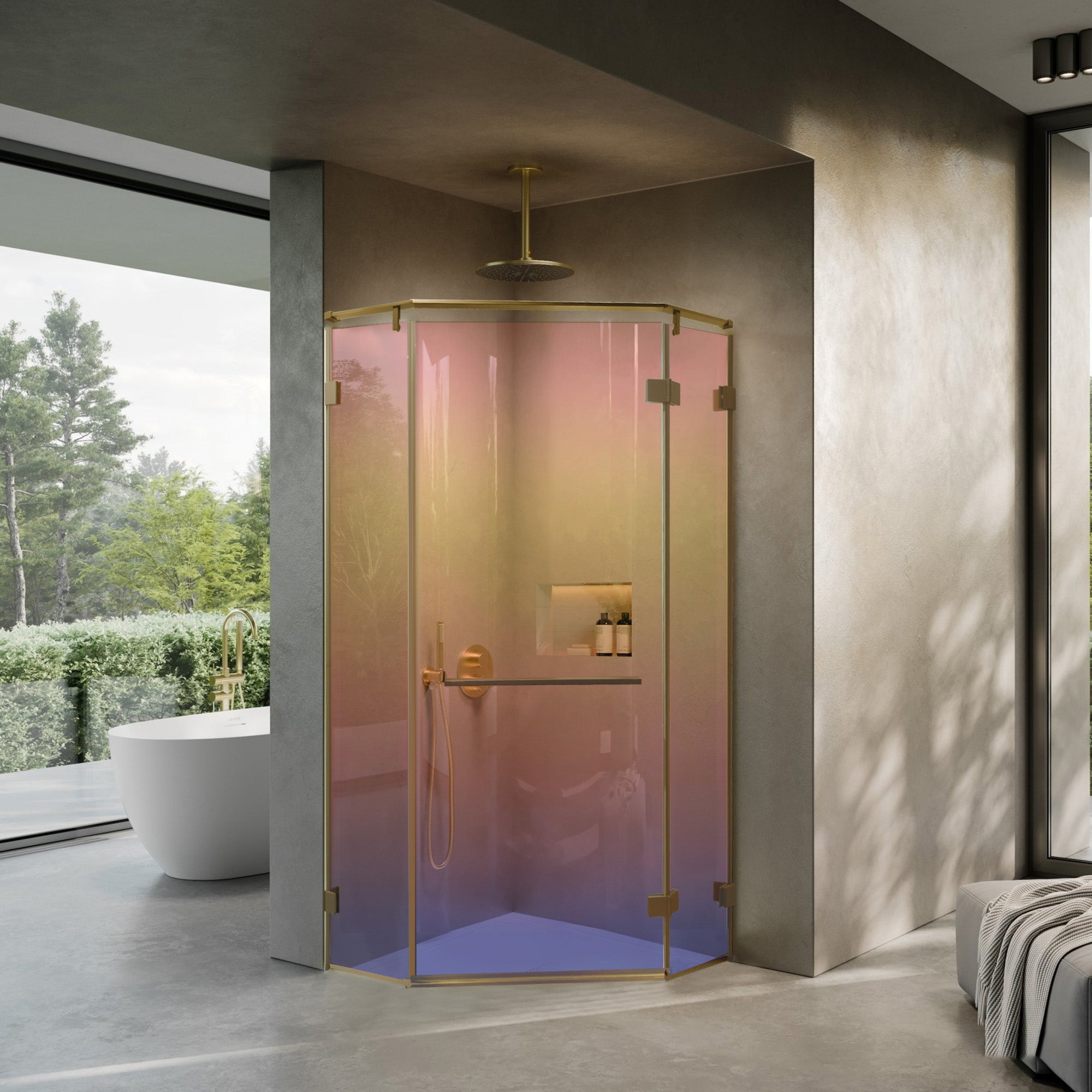 LUSTRA Customize Corner Shower Door with Gradient Glass