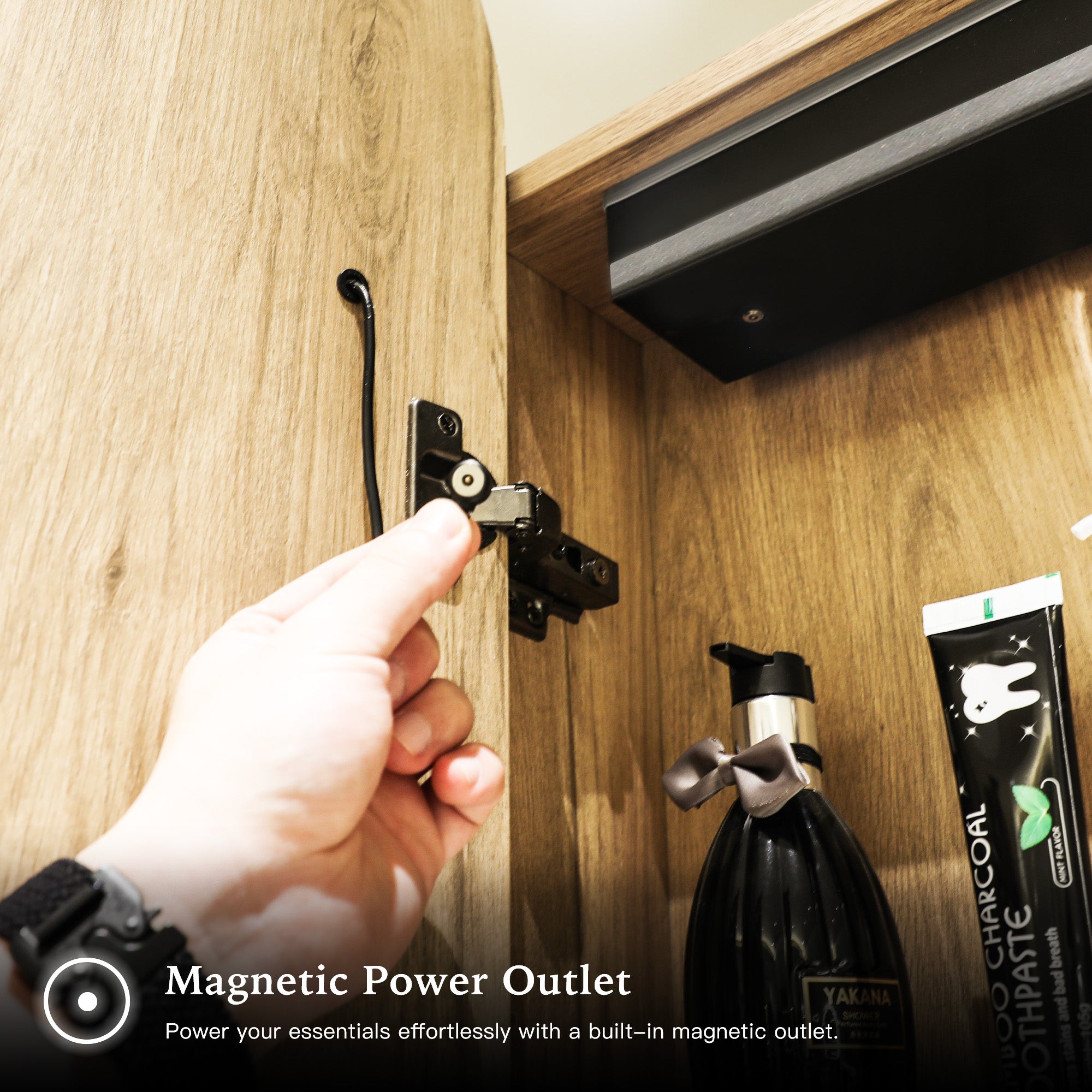 ORLIX Custom Wooden LED Mirror Medicine Cabinet with Oval Design