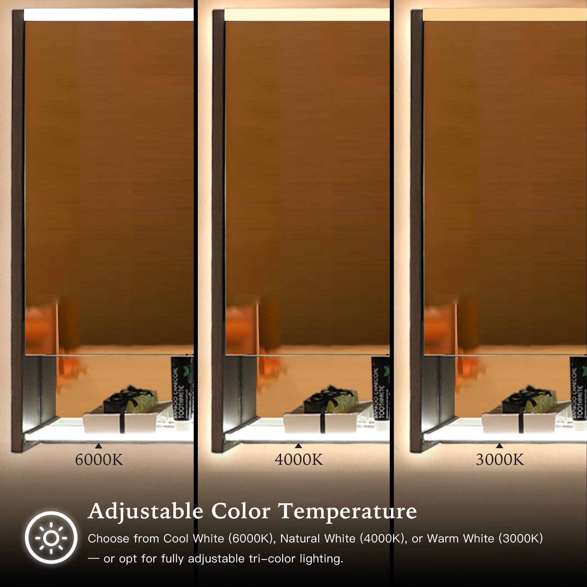 BRAVIA Custom Wooden LED Mirror Medicine Cabinet with Wide Light Design