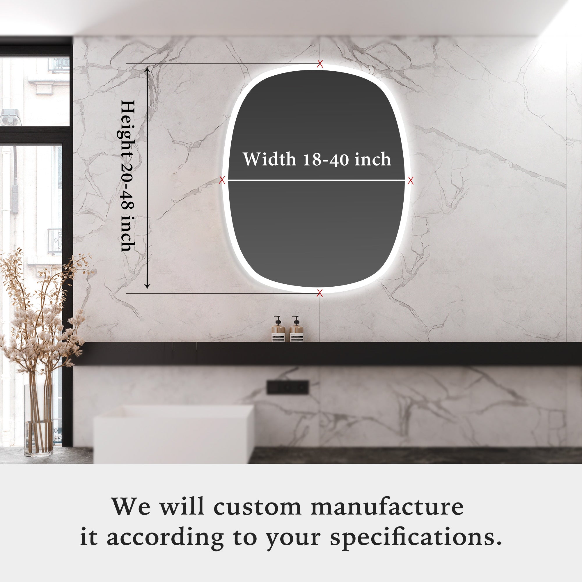 AEGIR Irregular Custom LED Mirror with Edge Frosted