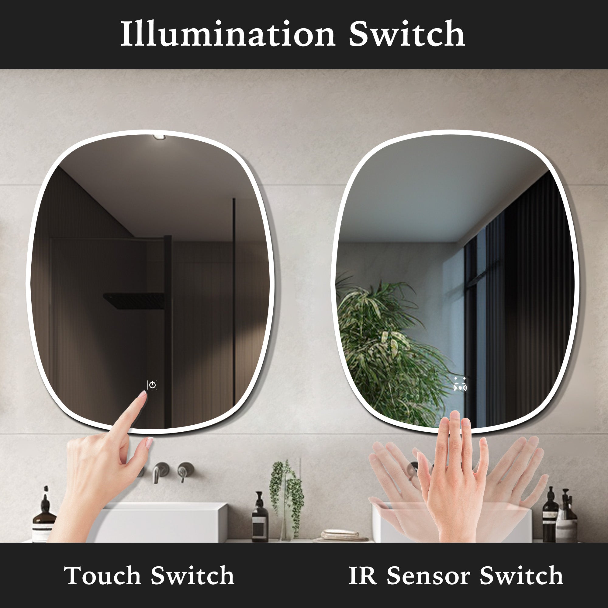 AEGIR Irregular Custom LED Mirror with Edge Frosted