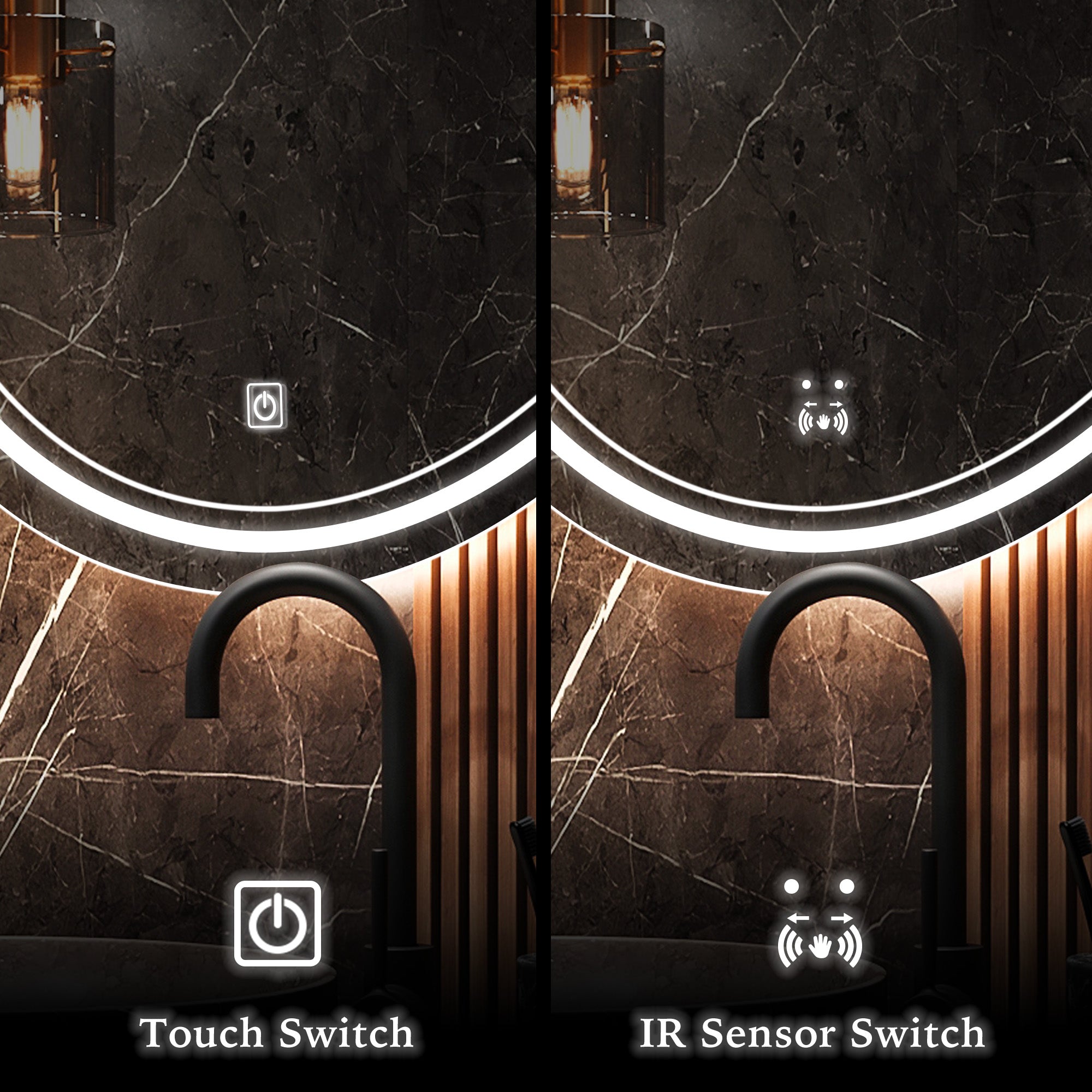 AITNE Round Custom LED Mirror with Backlight