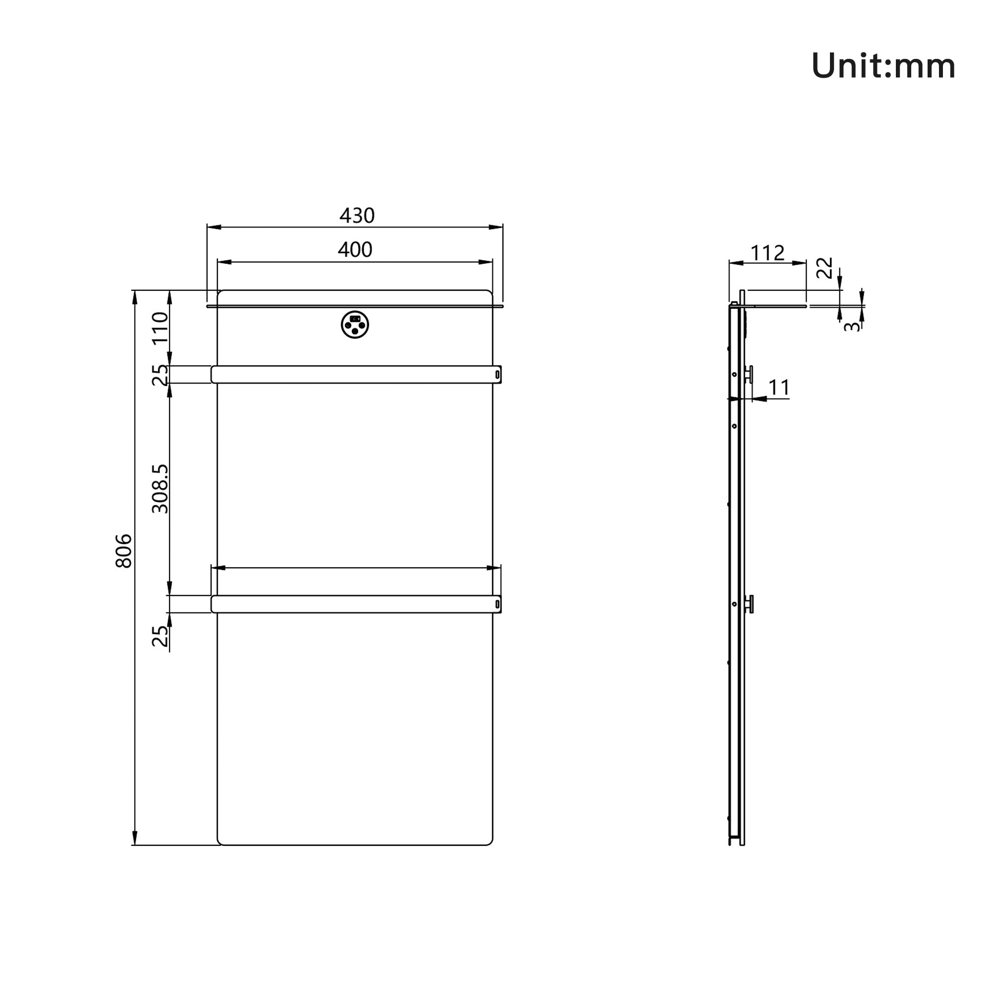 CERENE Minimalist Heated Towel Rack with Sintered Stone and Stainless Steel