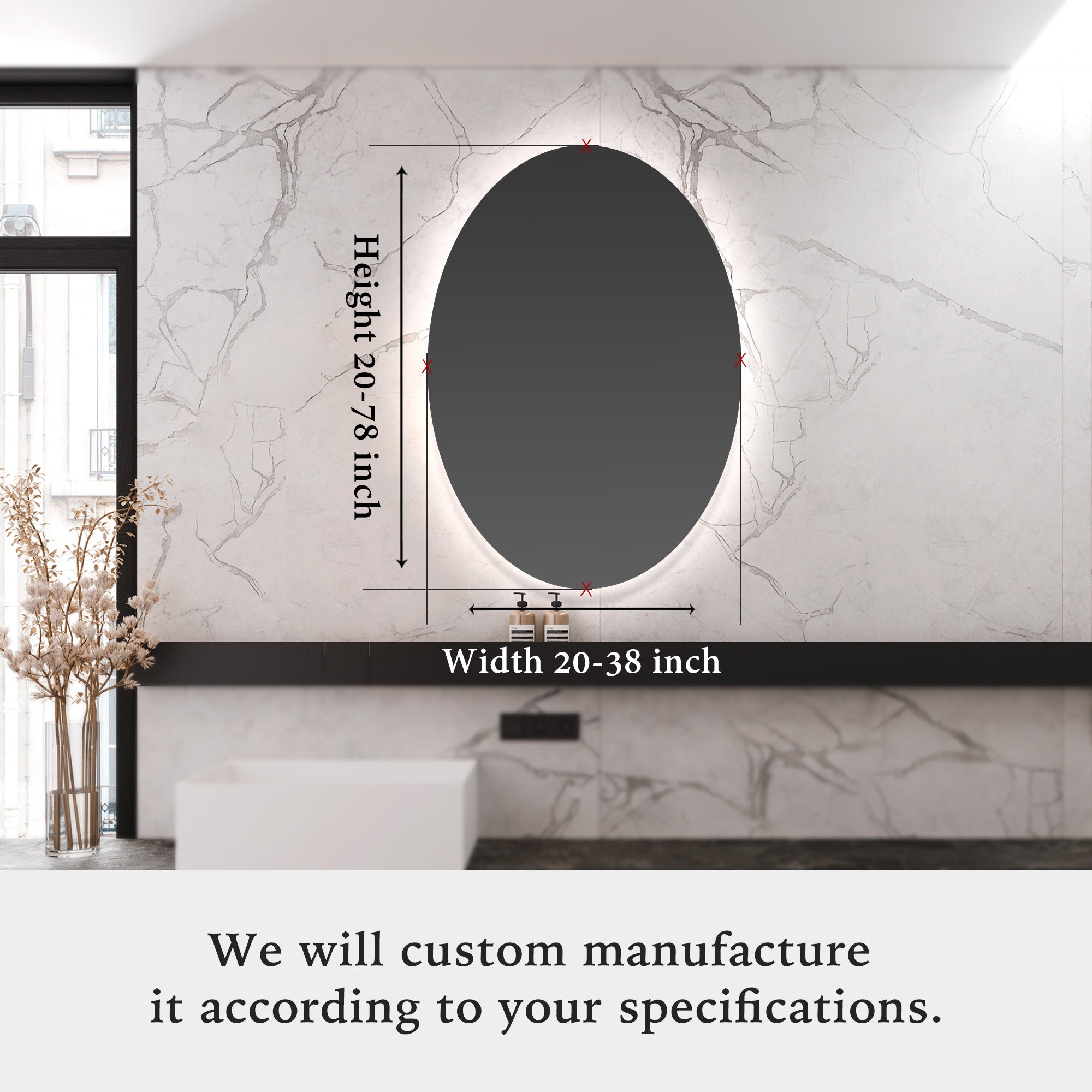CERES Oval Custom LED Mirror with Backlight