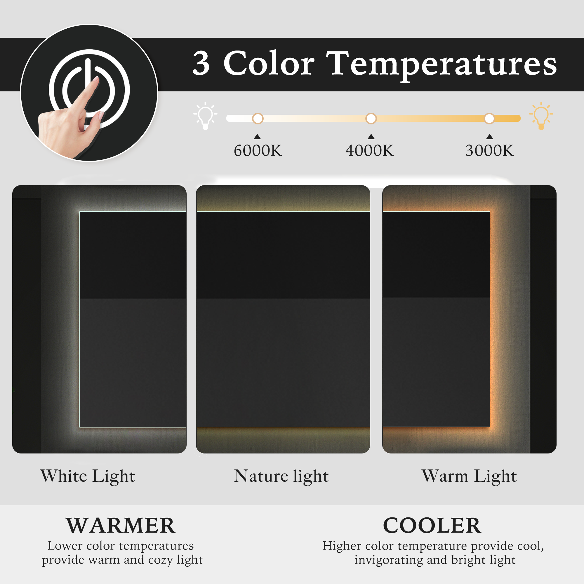 48"*36" 72"*36" CYLLENE LED Mirror with Demister
