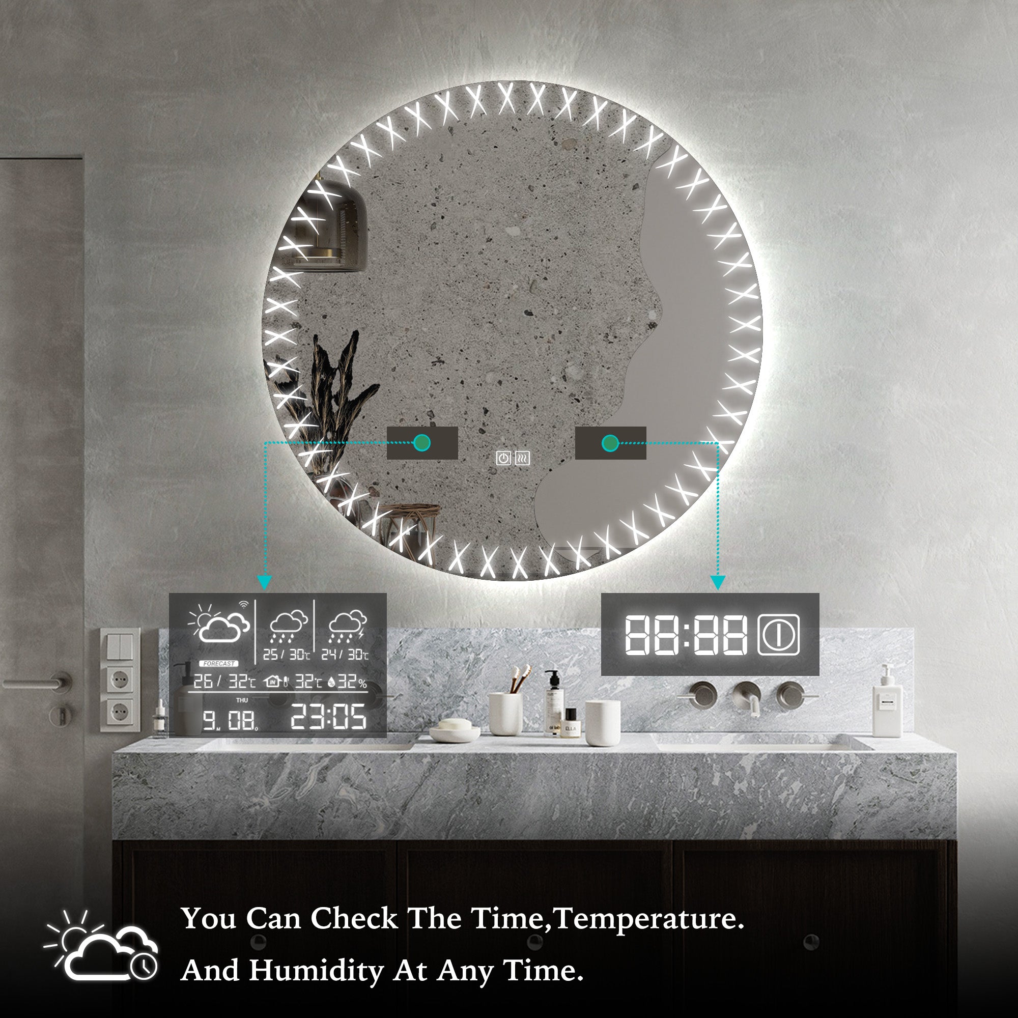 FLORA Irregular Custom LED Mirror with Edge Frosted