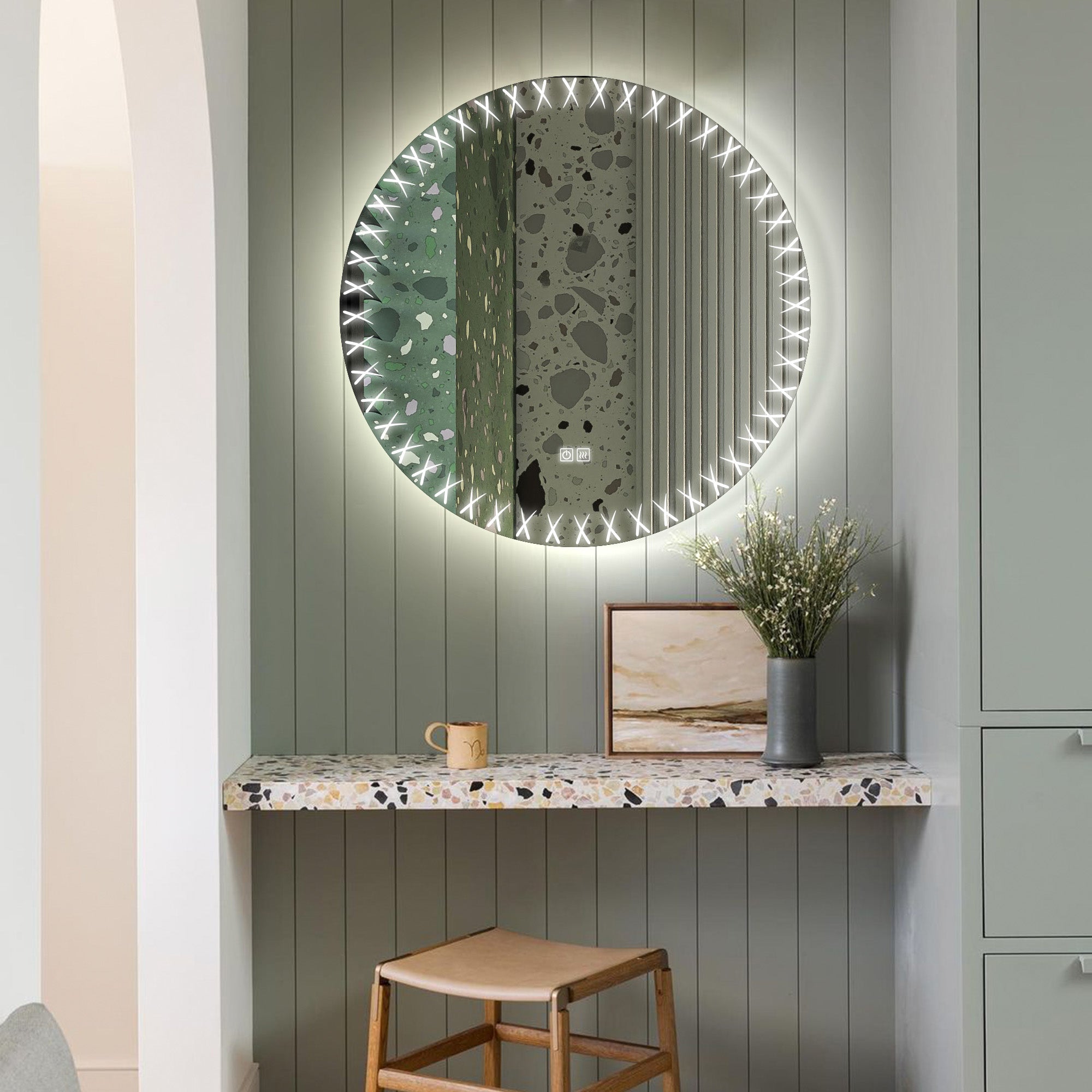 FLORA Irregular Custom LED Mirror with Edge Frosted