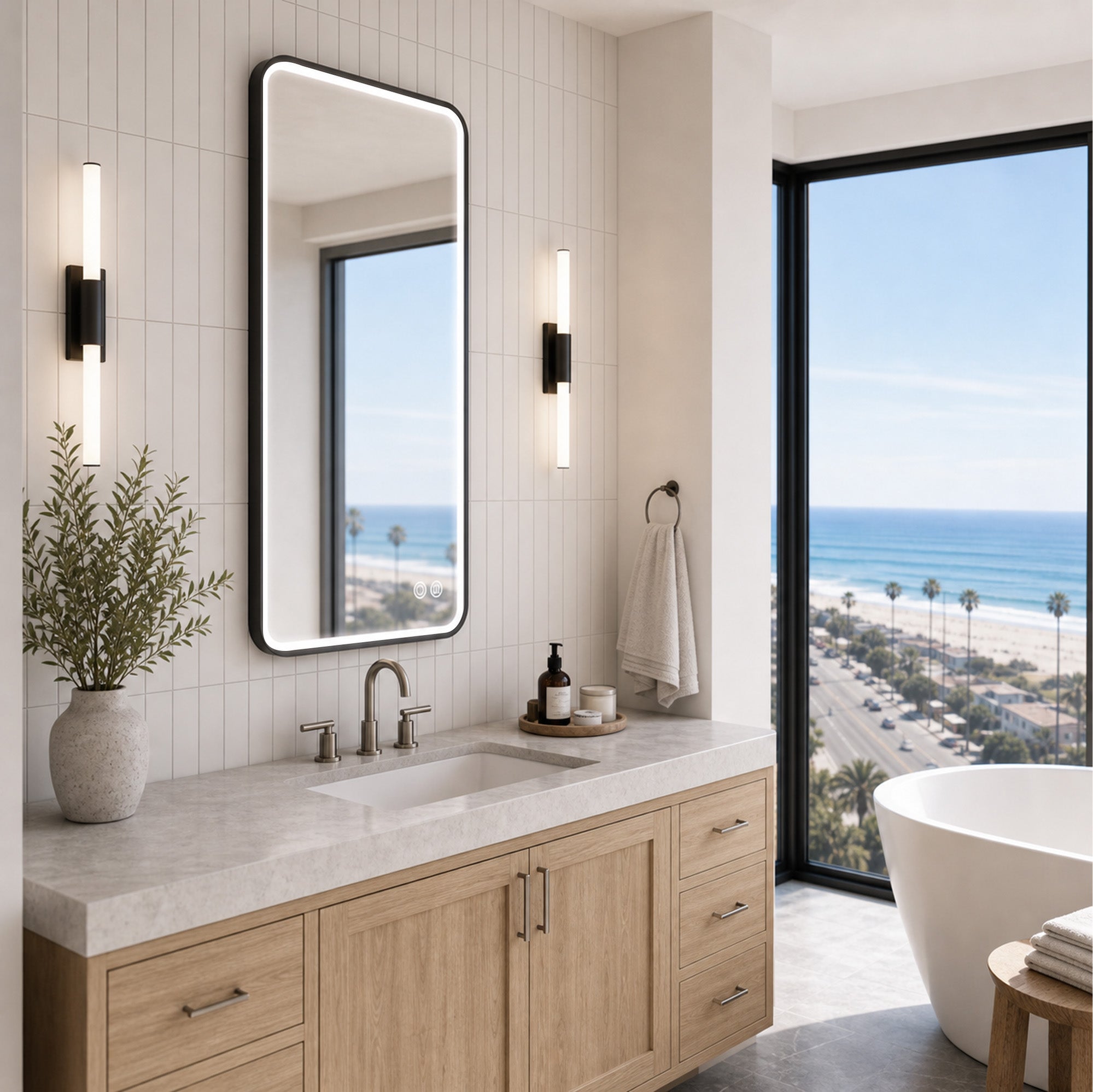 HELENE Framed Round LED Mirror with Demister