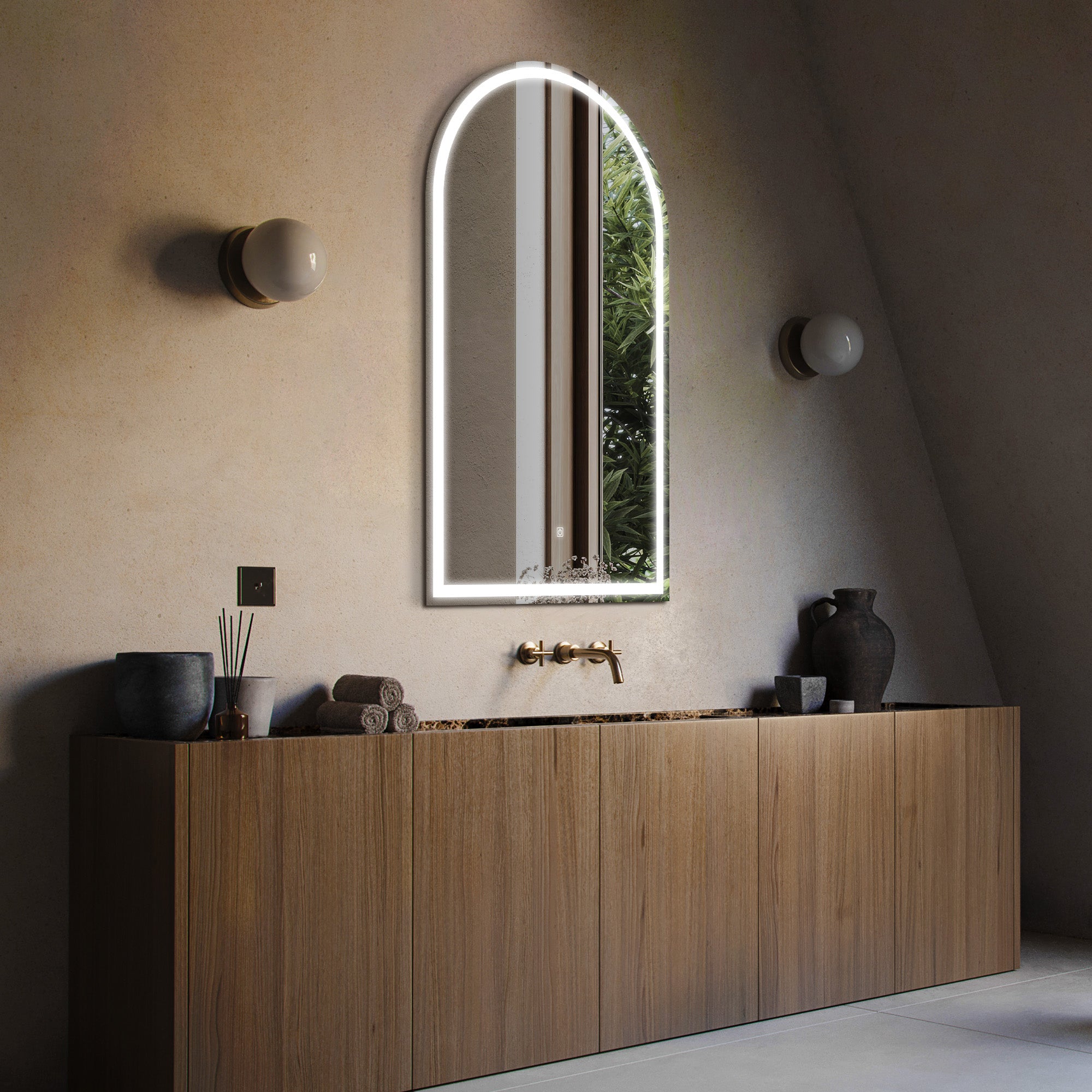 26"*54" 30"*64" IYRA Arched LED Mirror with Frosted Panel