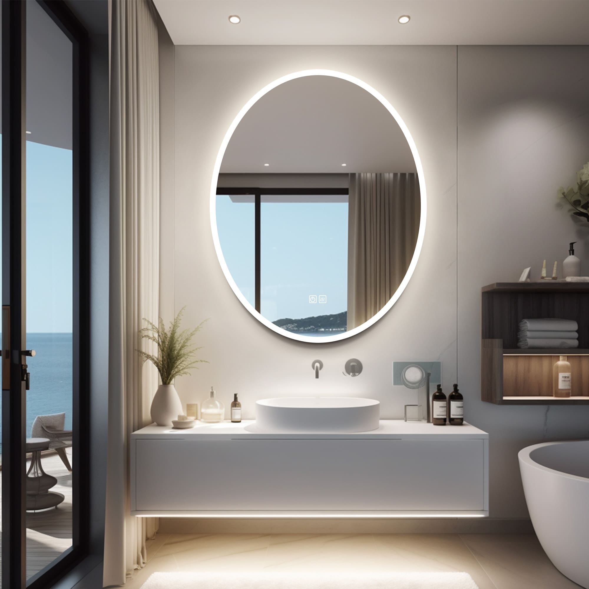 IocasteOvalLEDMirrorforbathroom6000klight