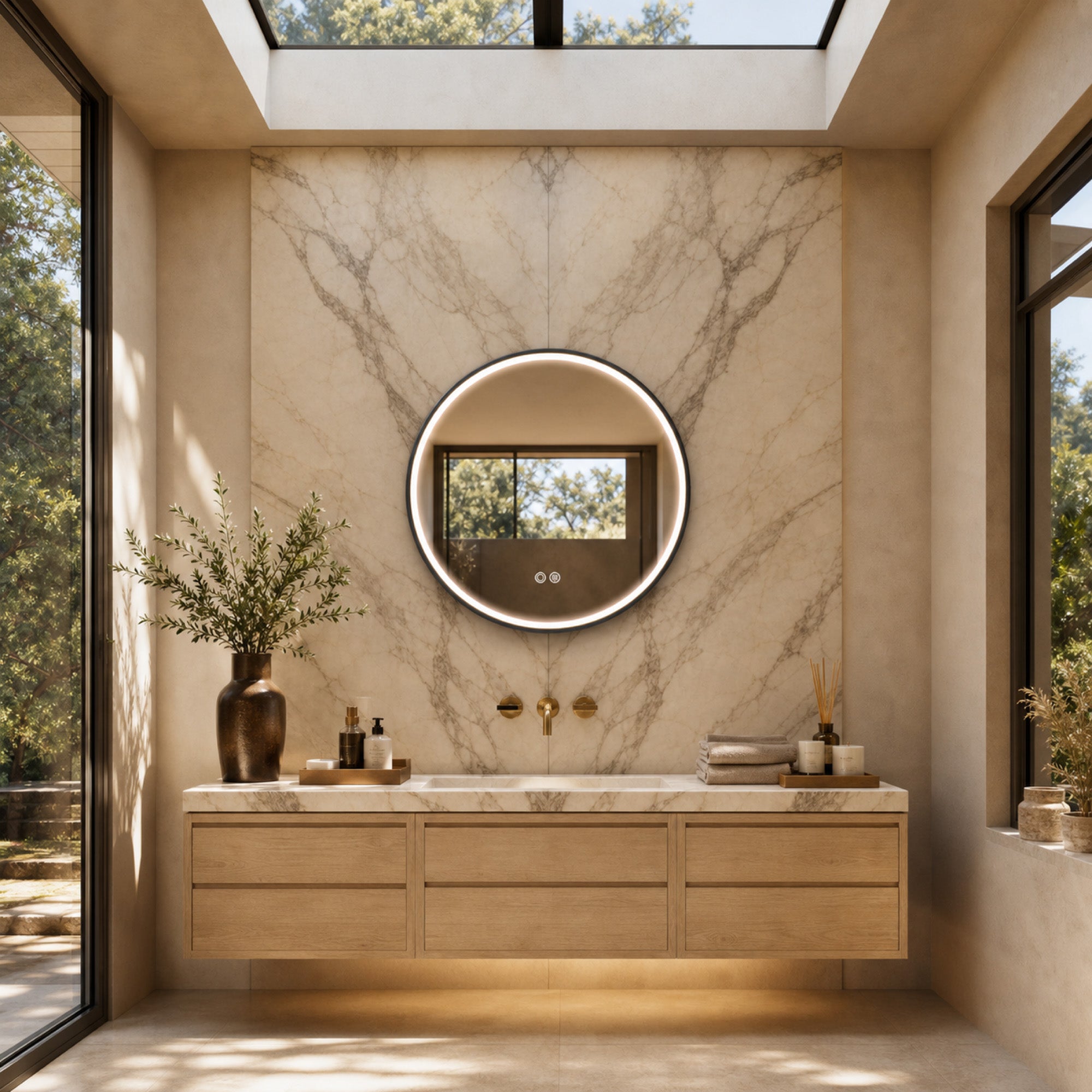 JANUS Framed Round LED Mirror with Demister