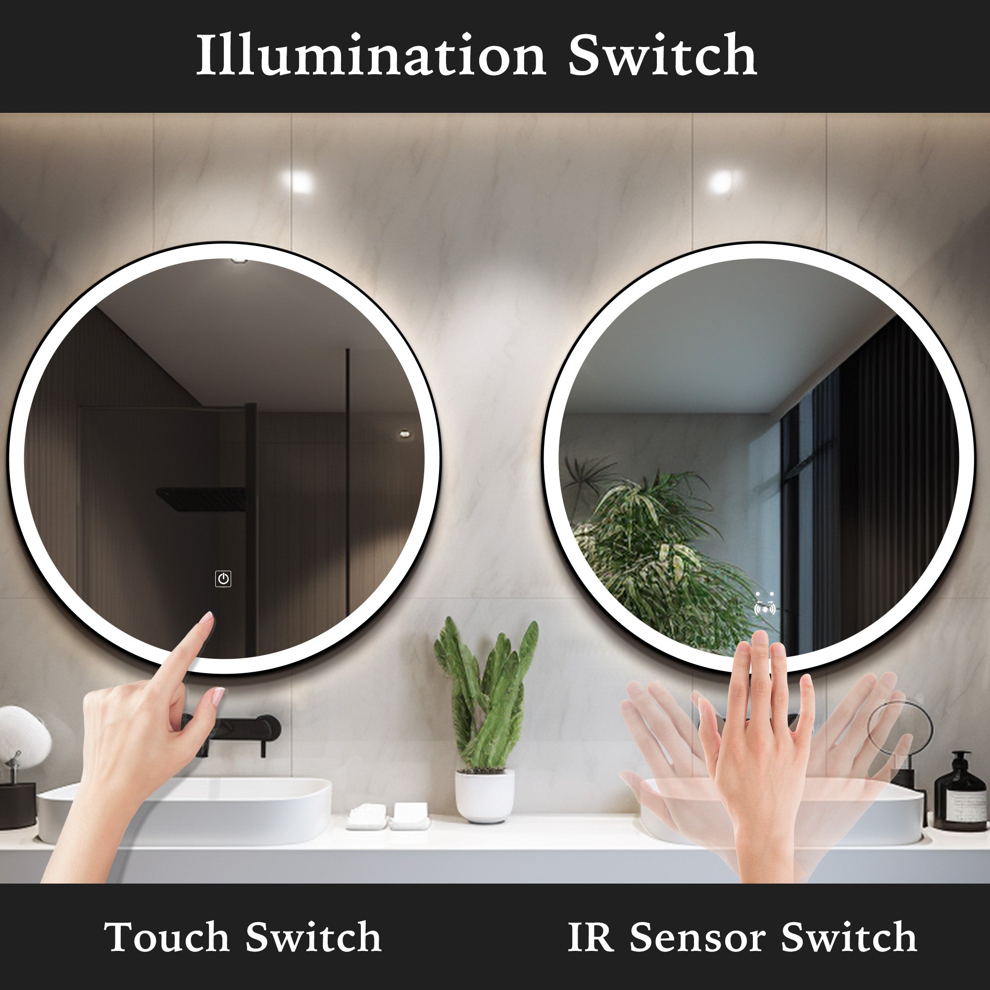 JANUS Round Custom LED Mirror with Frame