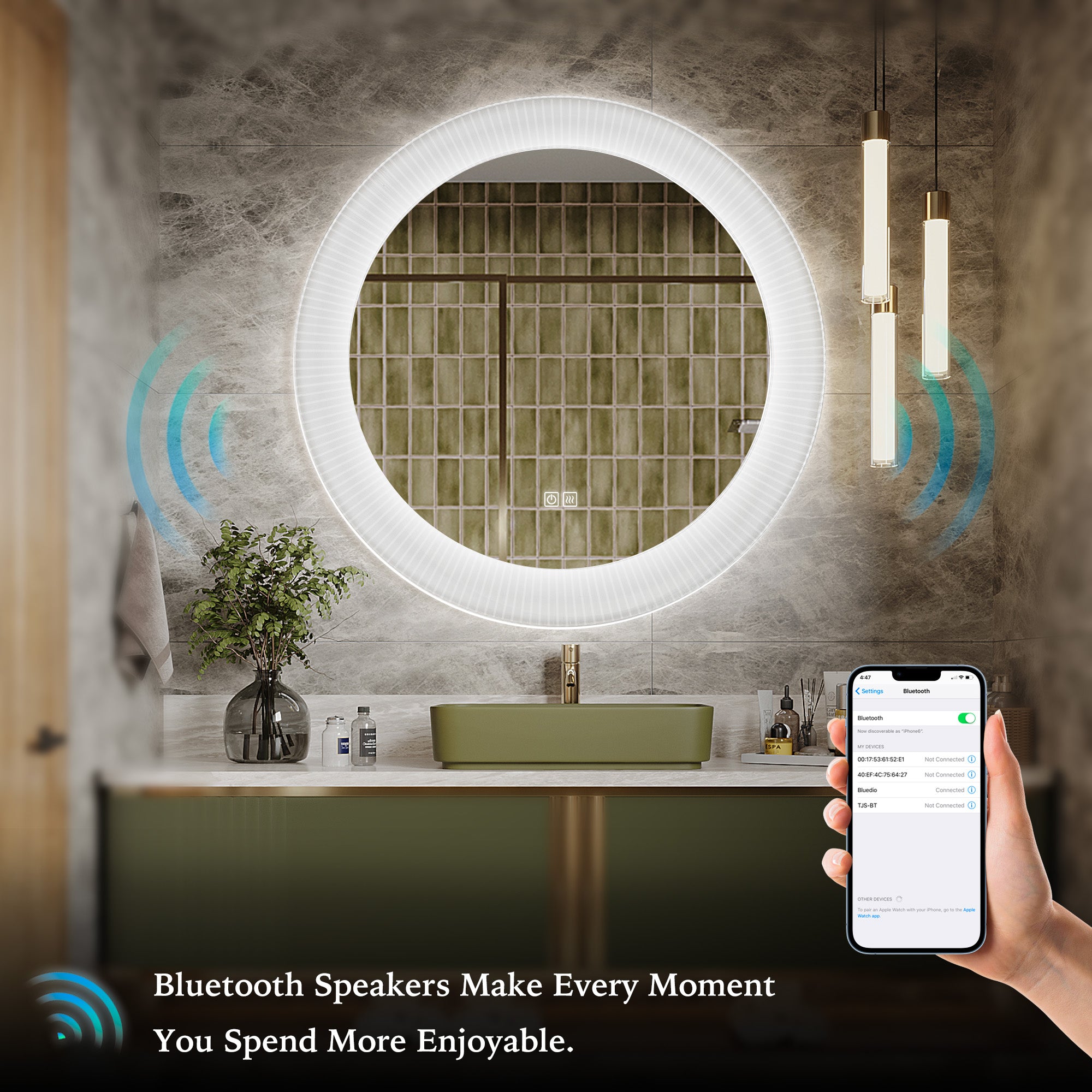 JUNO Round Custom LED Mirror with Acrylic Frame