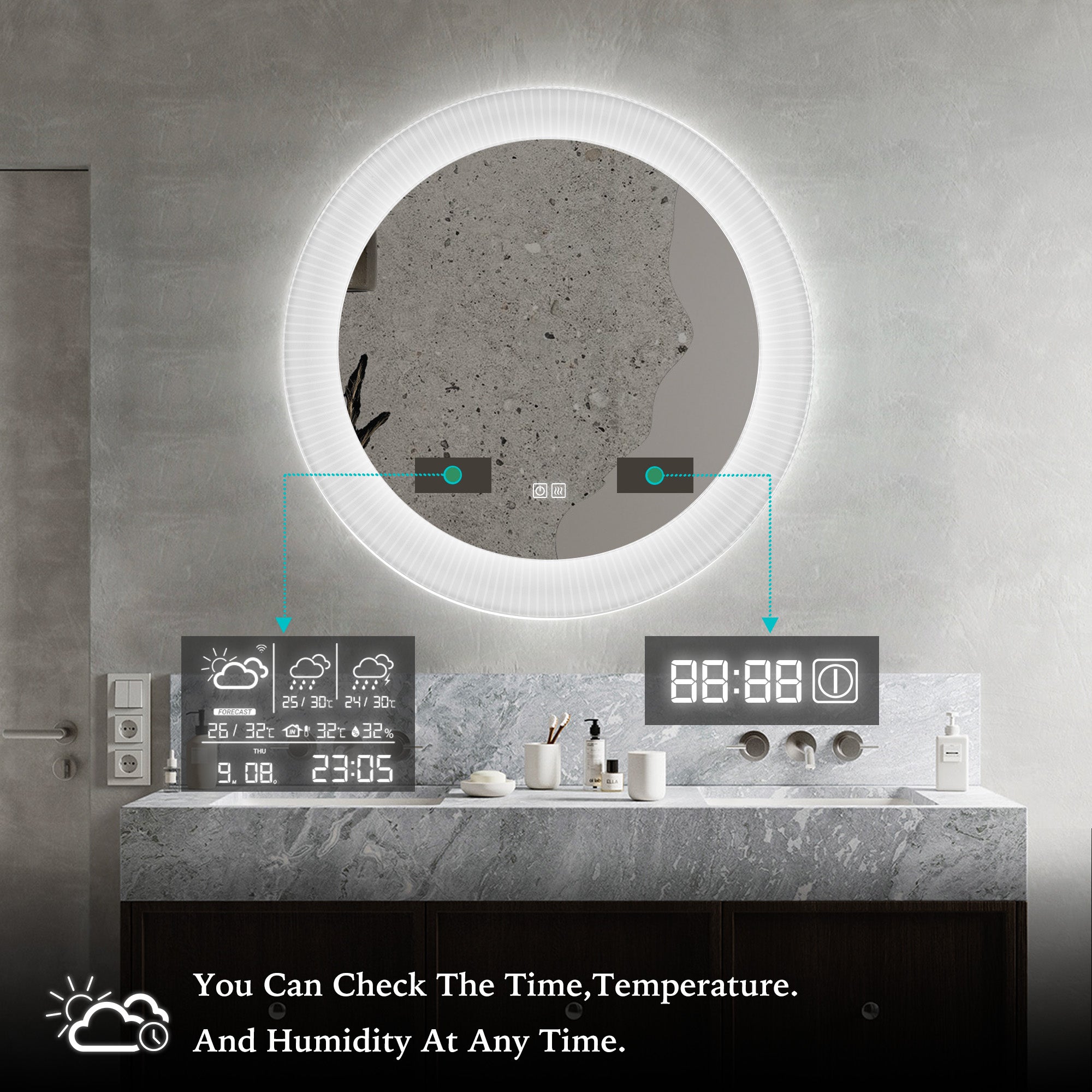 JUNO Round Custom LED Mirror with Acrylic Frame