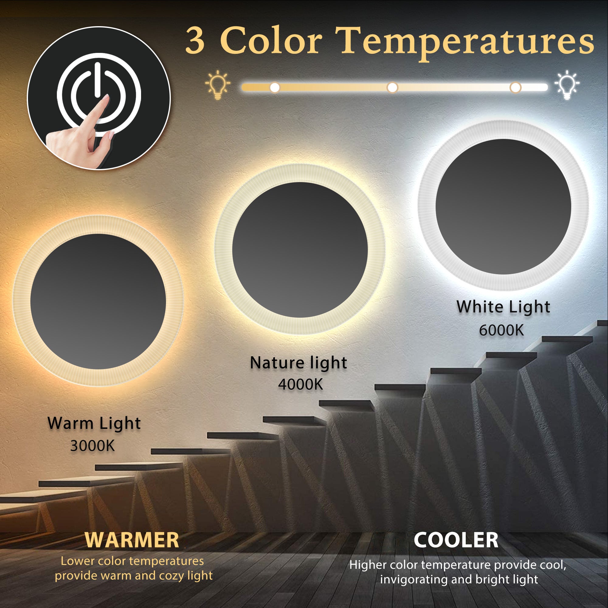 JUNO Round Custom LED Mirror with Acrylic Frame
