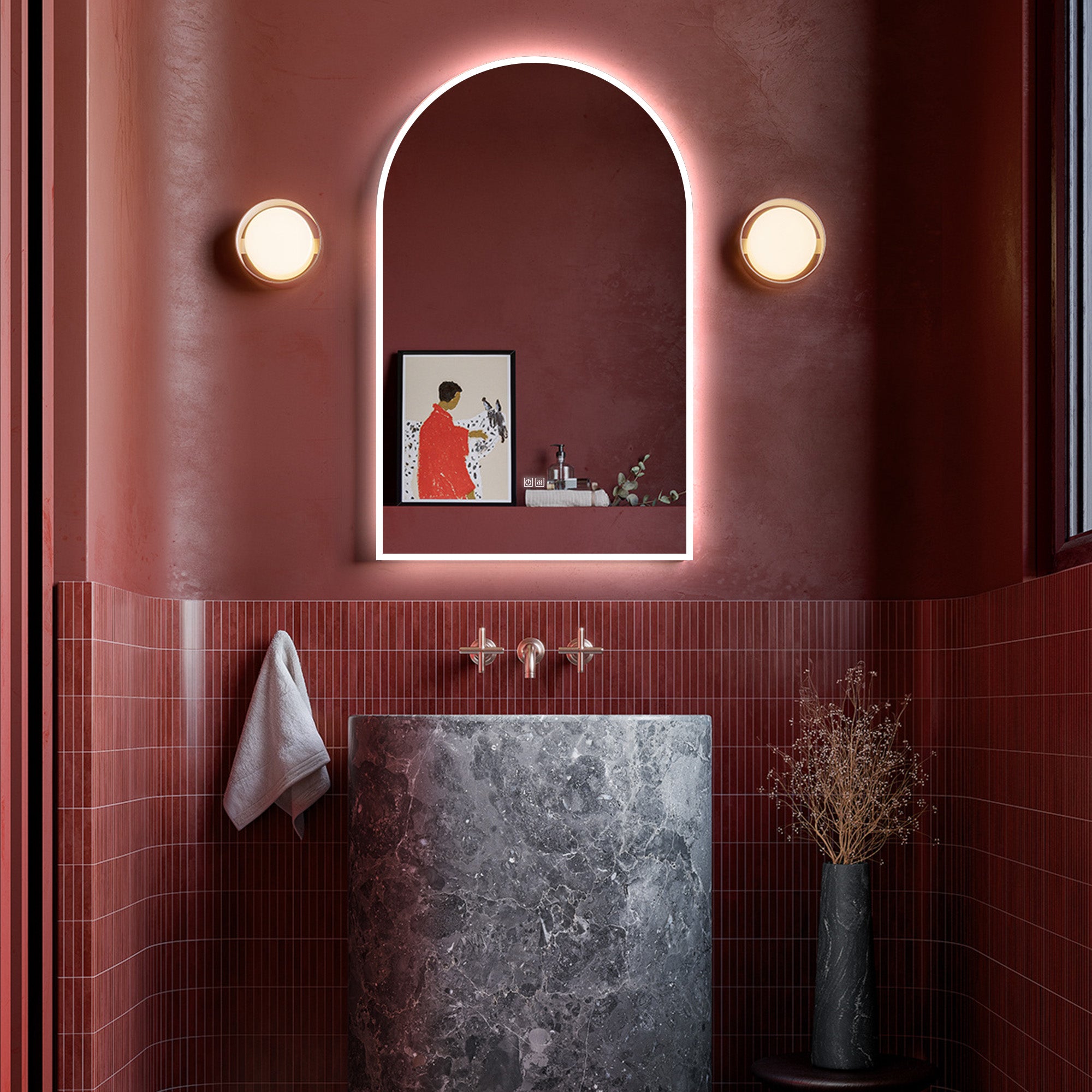 KALYKE Arched Custom LED Mirror with Edge Frosted