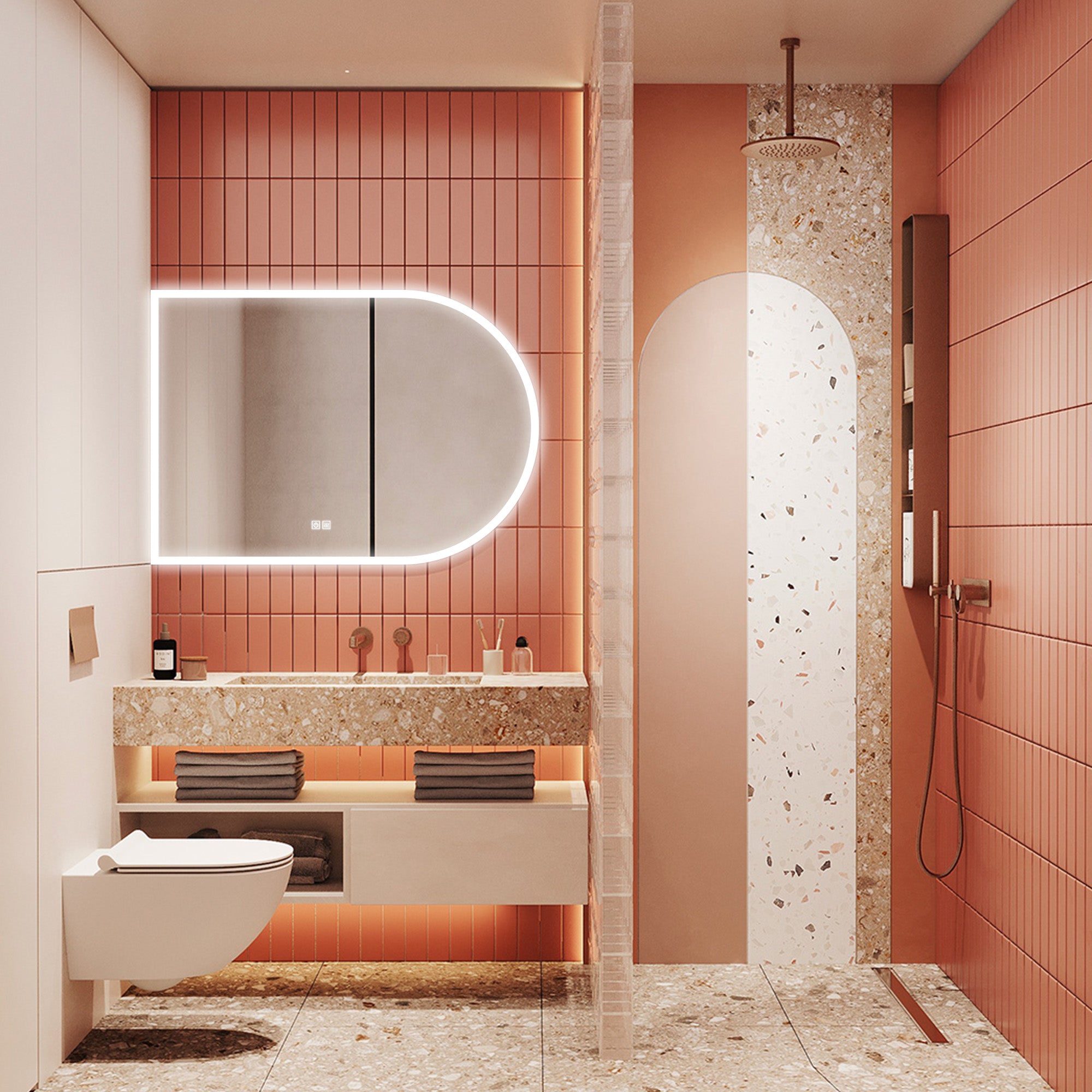 KALYKE Arched Custom LED Mirror with Edge Frosted