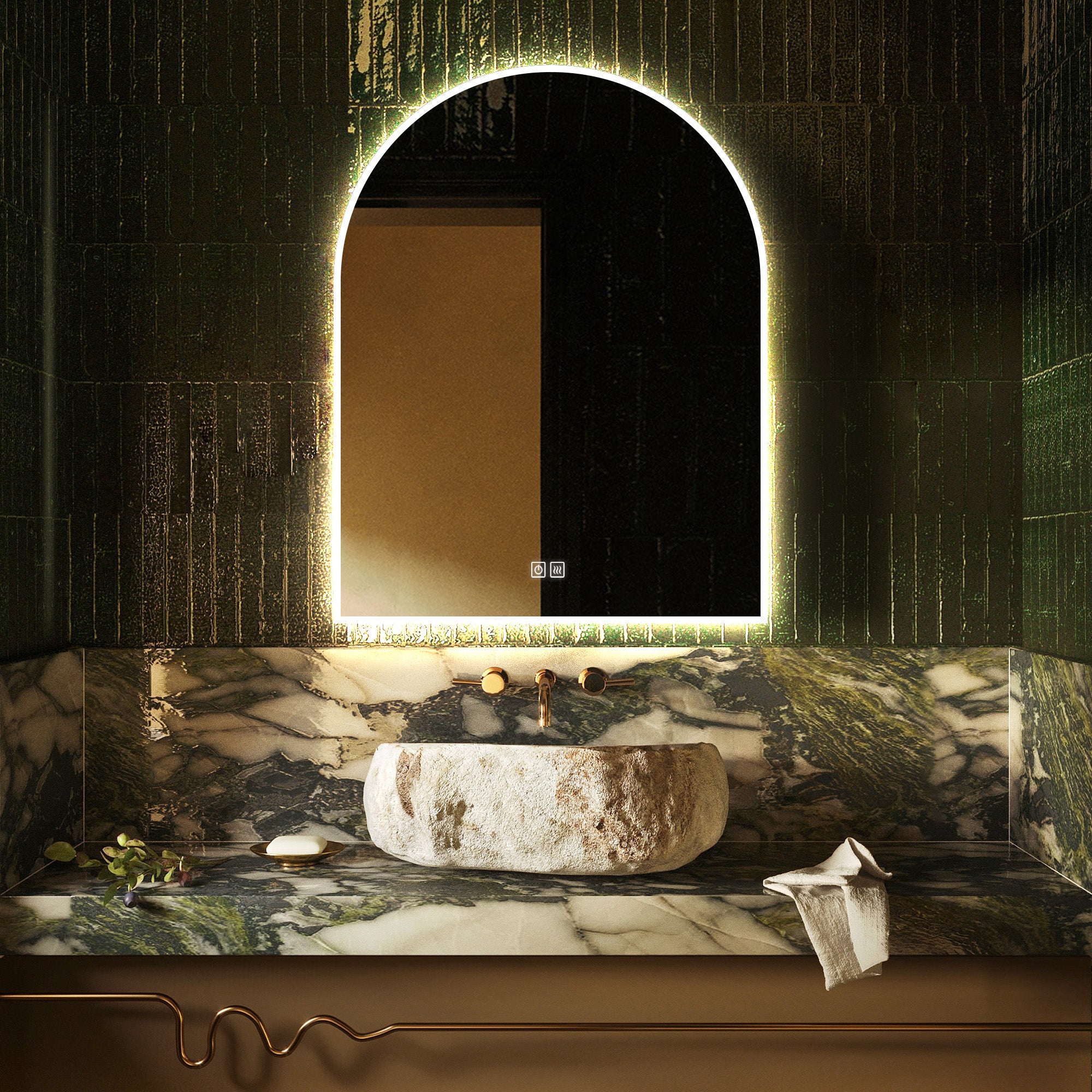 KALYKE Arched Custom LED Mirror with Edge Frosted