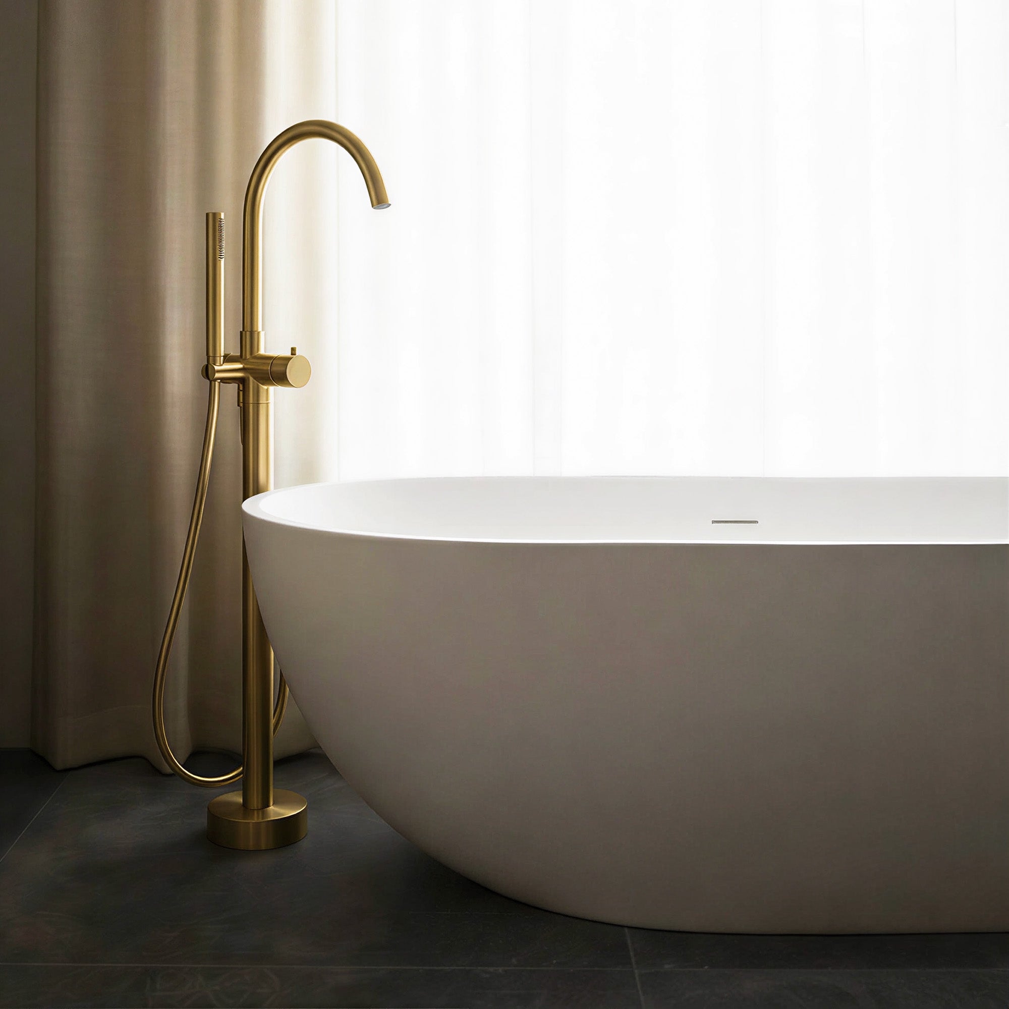 LIORA Freestanding Bathtub Faucet Stainless Steel Floor Mounted Tub Filler