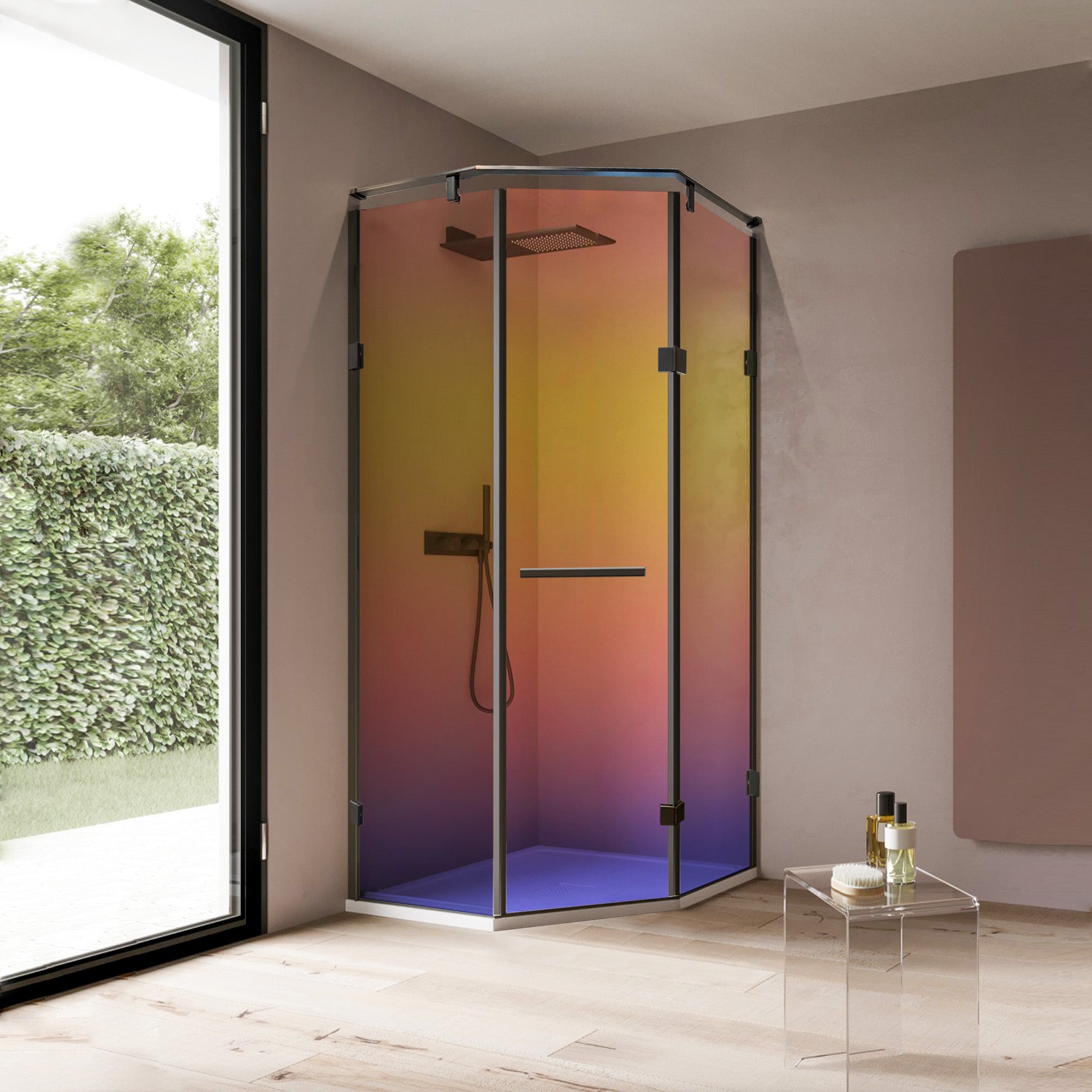LUSTRA Customize Corner Shower Door with Gradient Glass