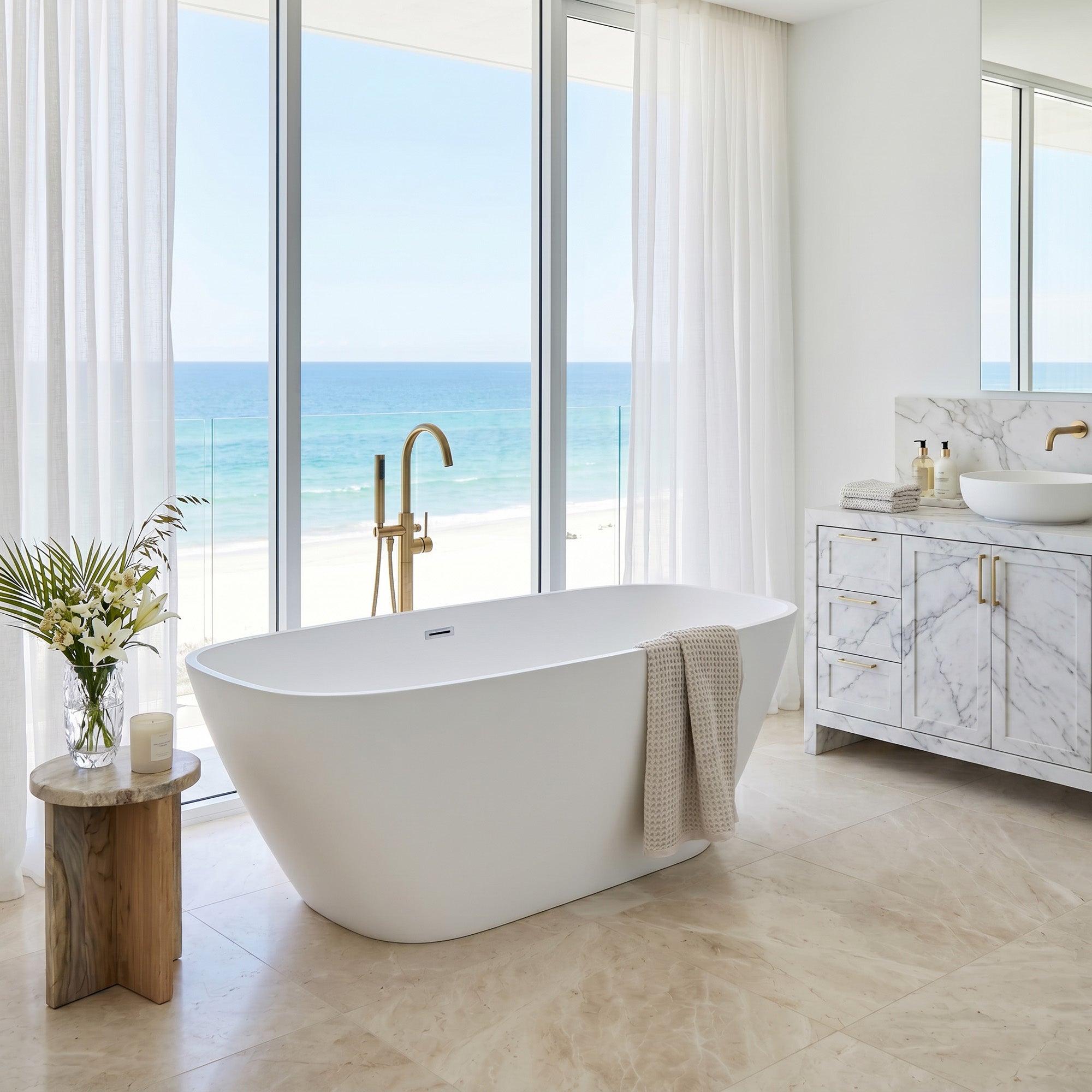 LYCARA Freestanding Soaking Bathtub 67" For Modern Bathroom Comfort