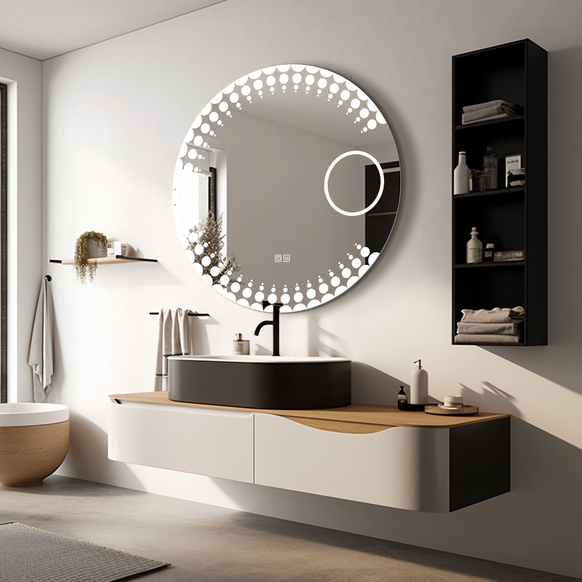 LedaLEDRoundMirrorwithLEDmakeupmirror