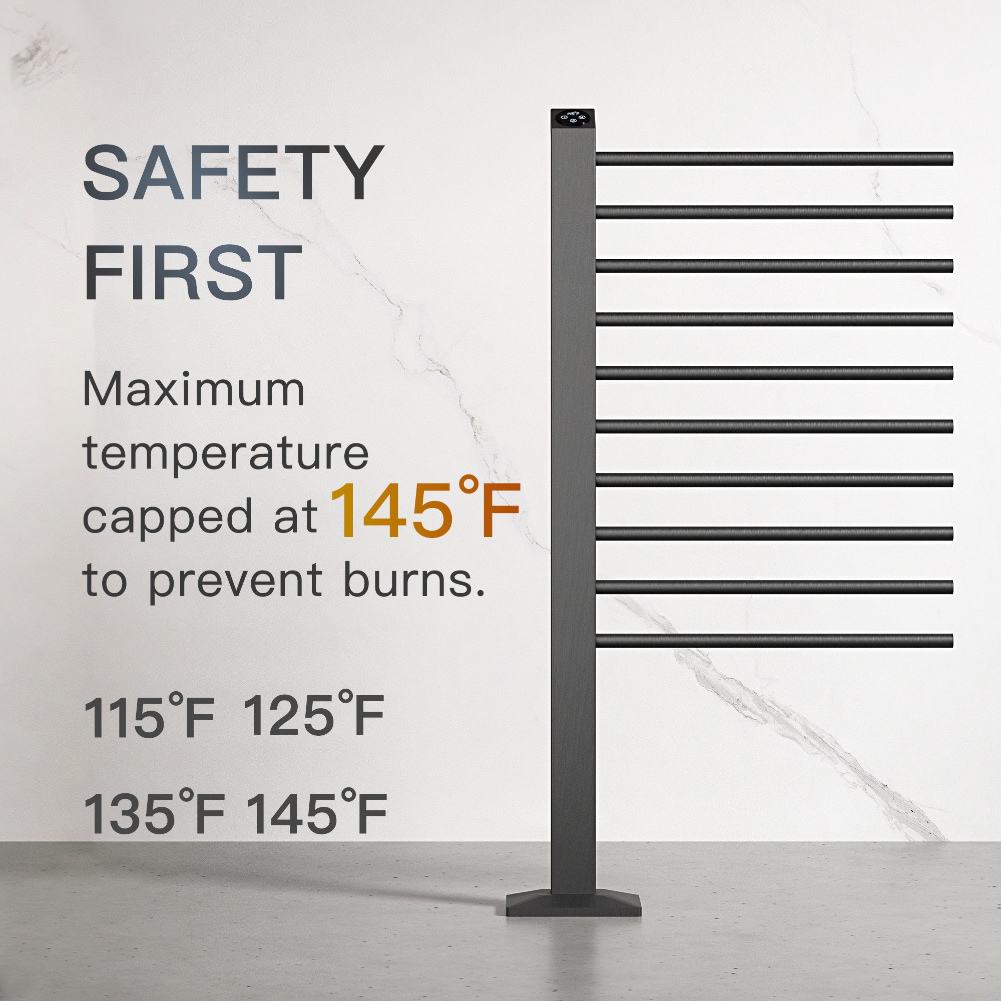 MONAREL Vertical Heated Towel Rack with Smart Temperature and Timer Control