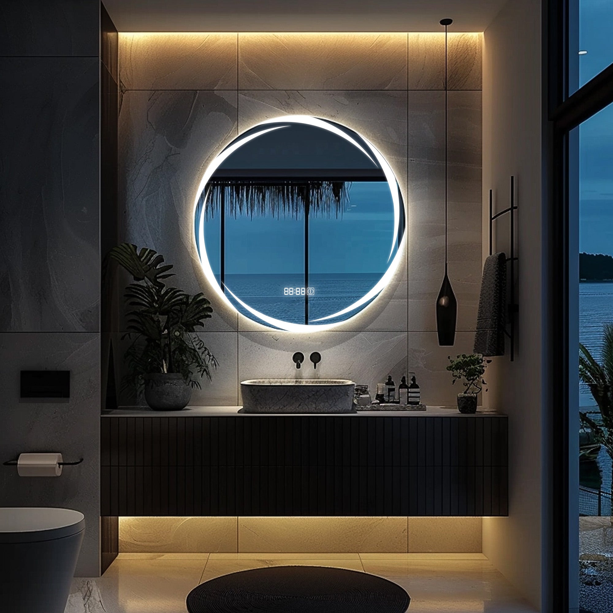 ORION Round Custom LED Mirror with Edge Frosted