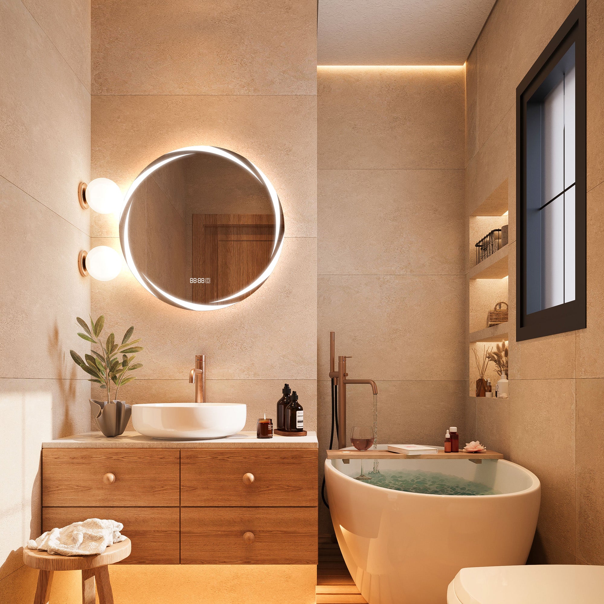 ORION Round Custom LED Mirror with Edge Frosted