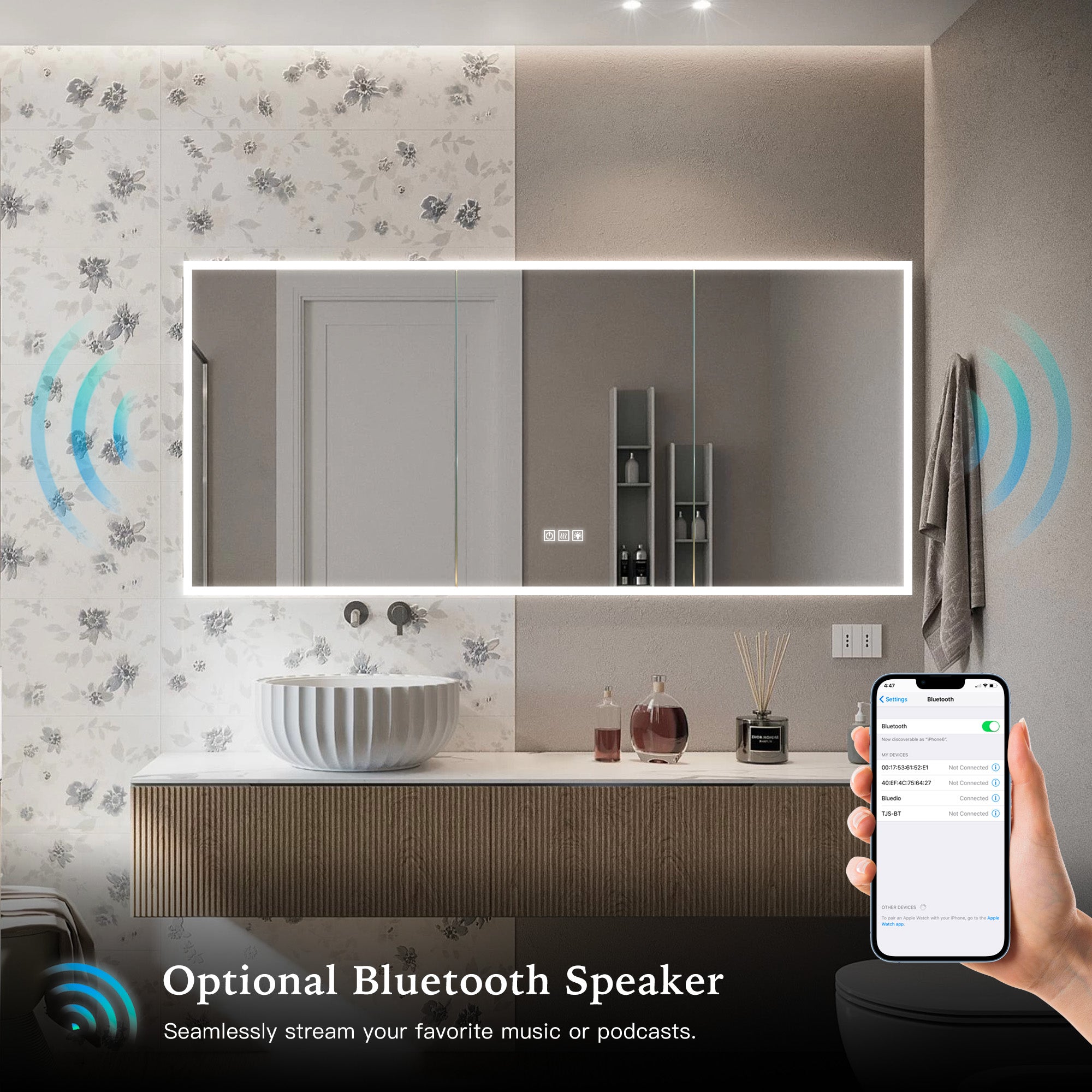 PHOBOS Custom LED Mirror Medicine Cabinet with Triple Door