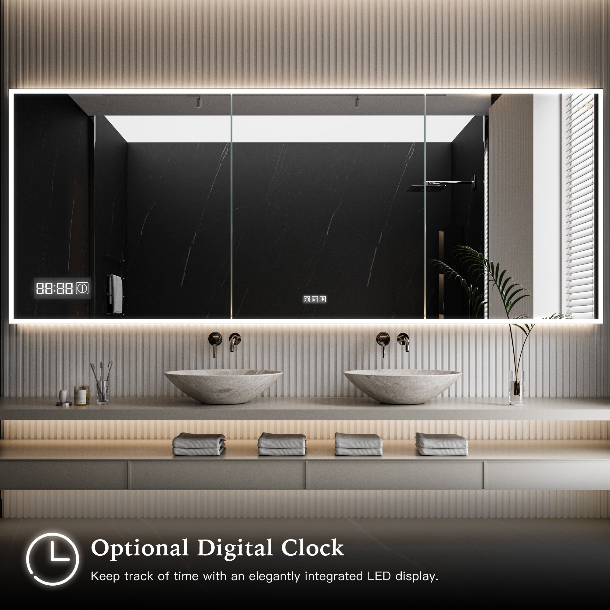 PHOBOS Custom LED Mirror Medicine Cabinet with Triple Door