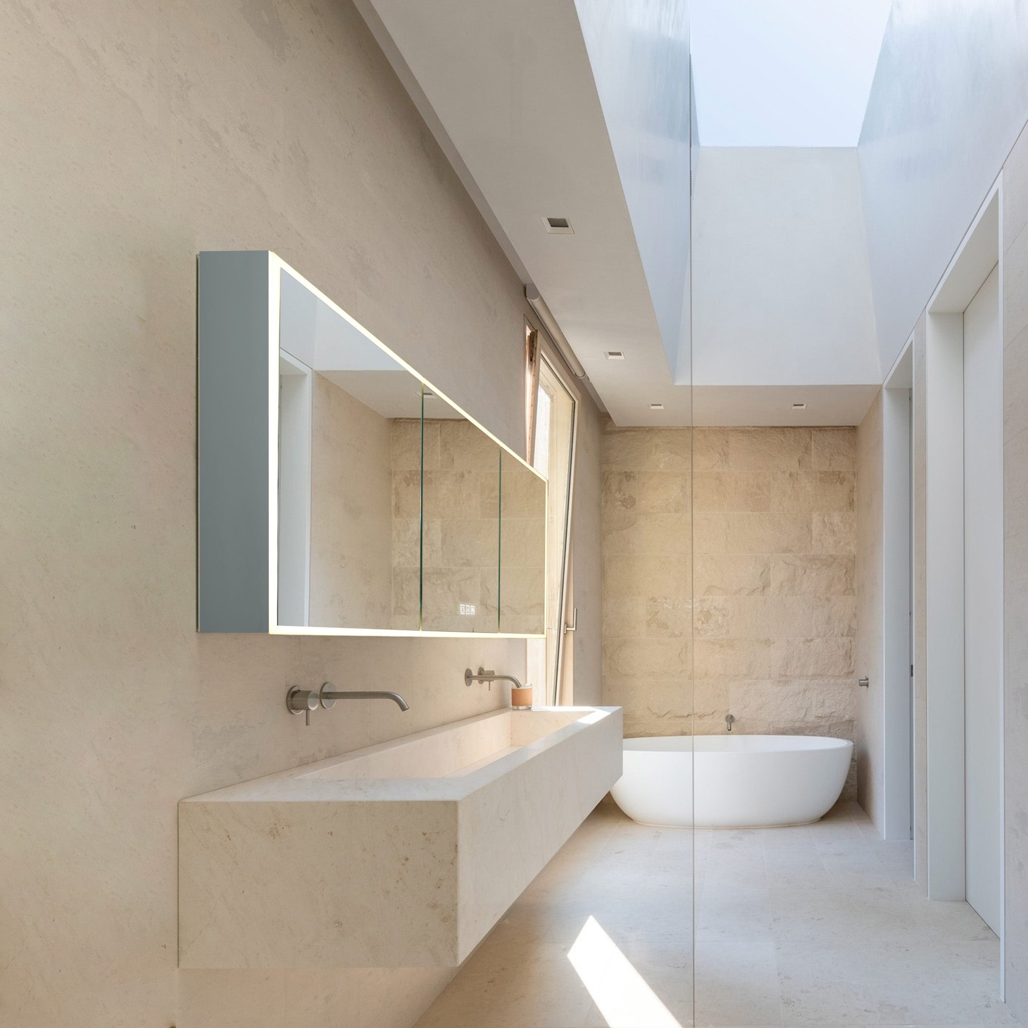 PHOBOS Custom LED Mirror Medicine Cabinet with Triple Door