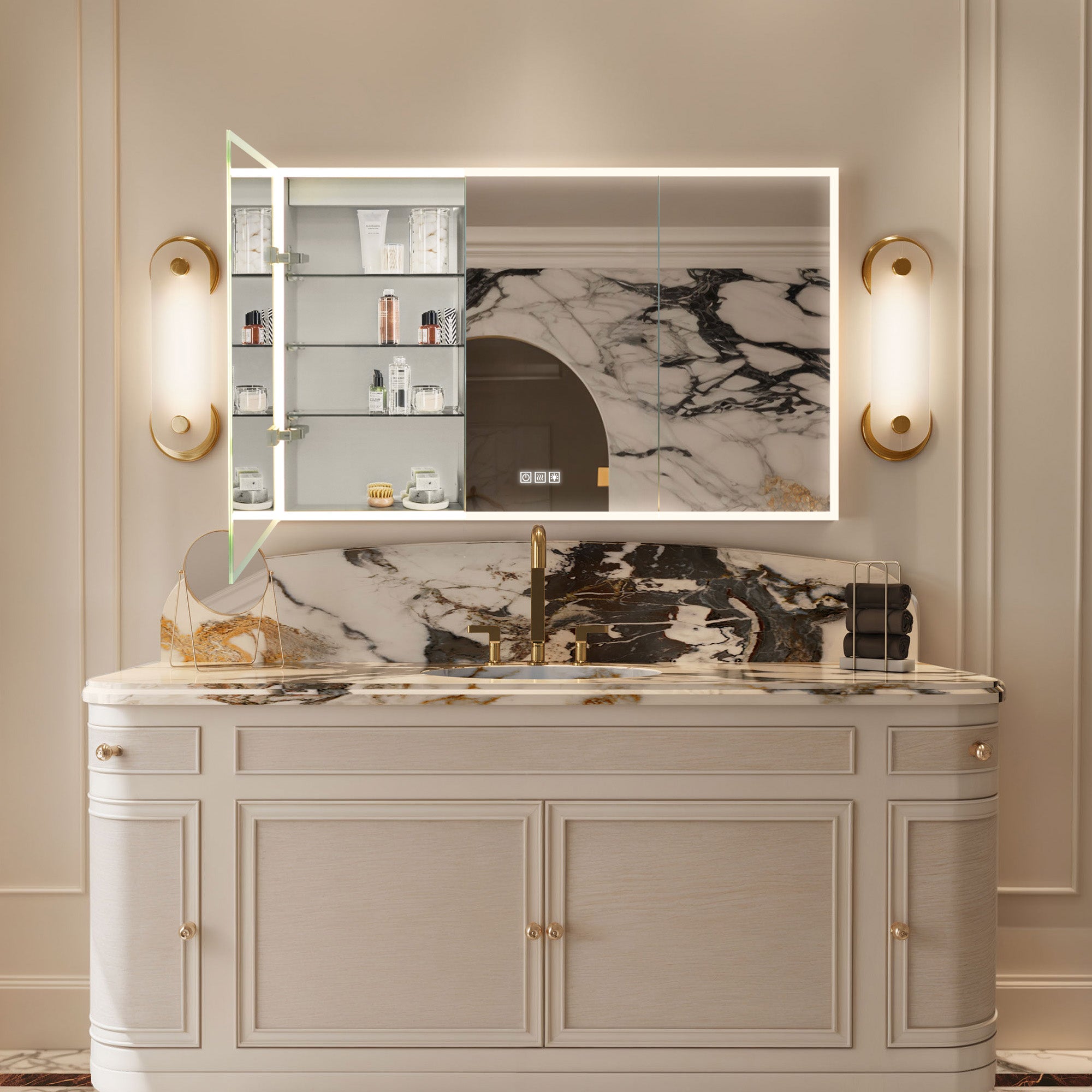 PHOBOS Custom LED Mirror Medicine Cabinet with Triple Door