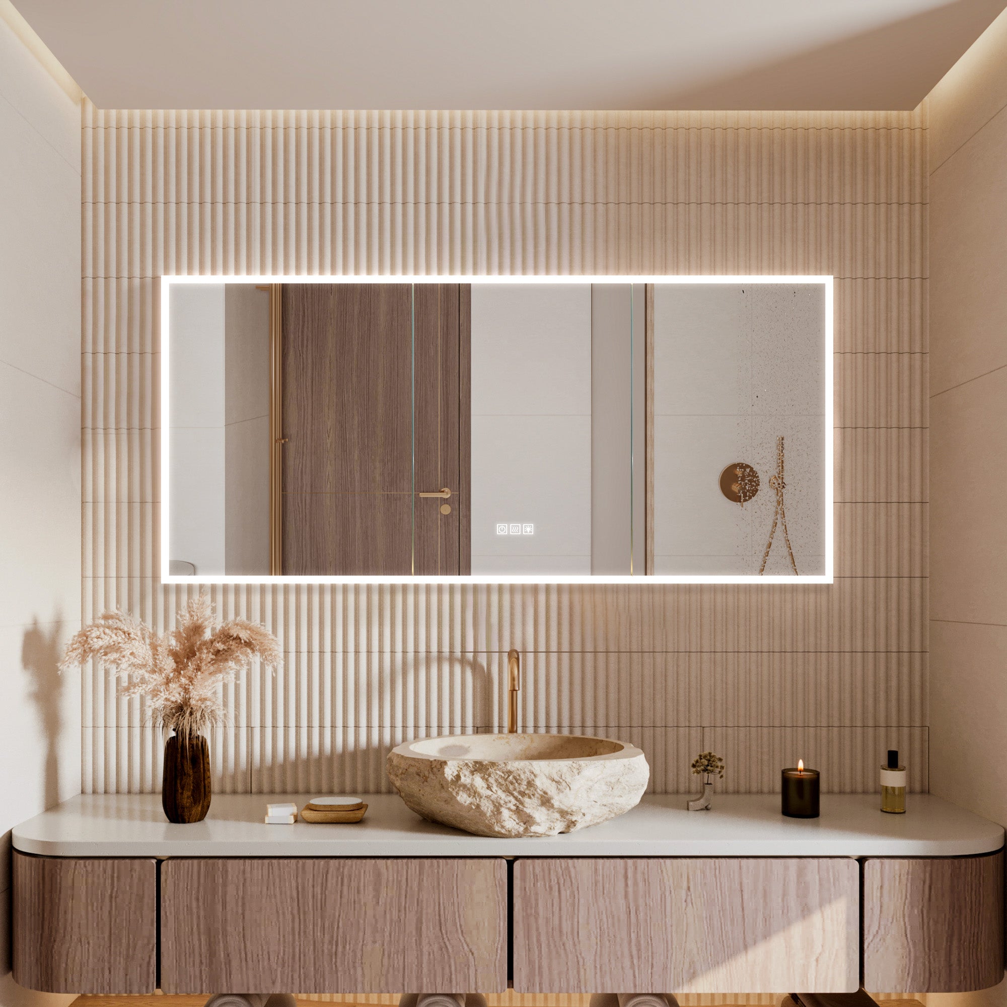 PHOBOS Custom LED Mirror Medicine Cabinet with Triple Door