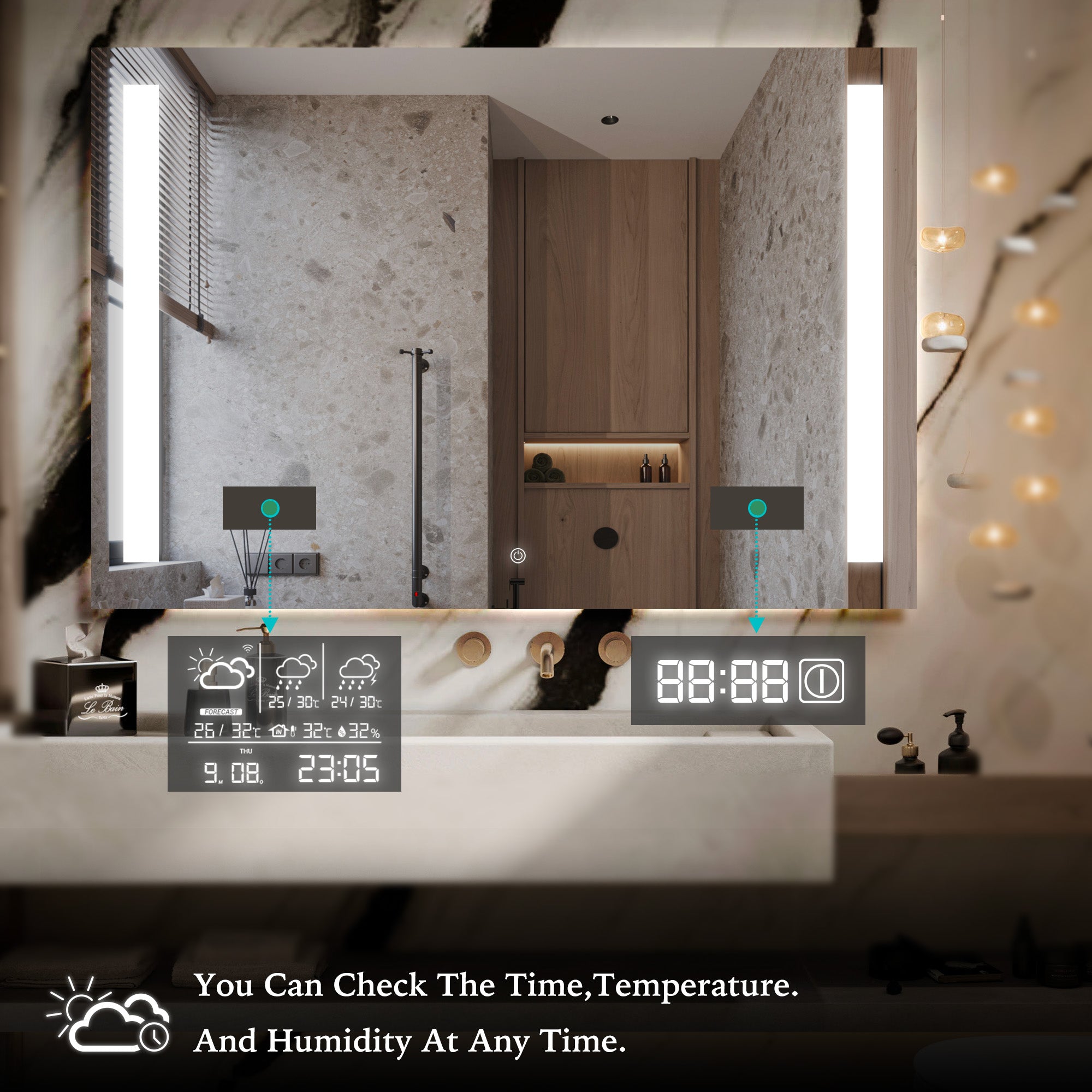 SATURN Custom LED Mirror with Frosted Panel