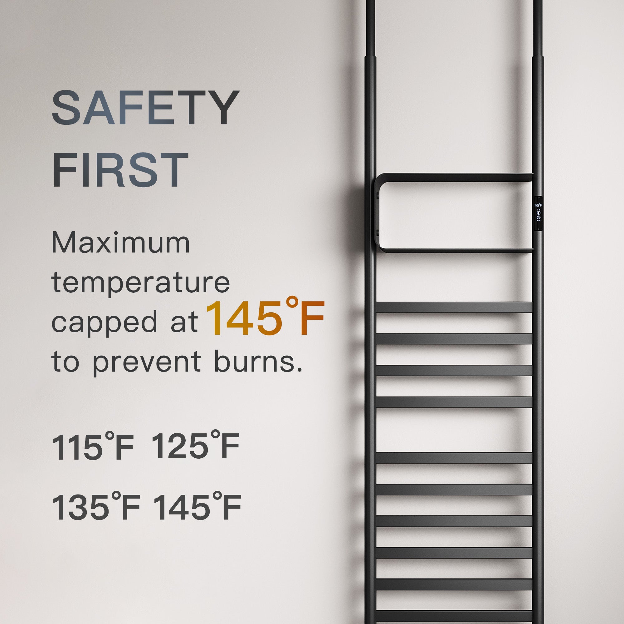 SKYLITH Smart Vertical Heated Towel Rack with Digital Display and Adjustable Heat