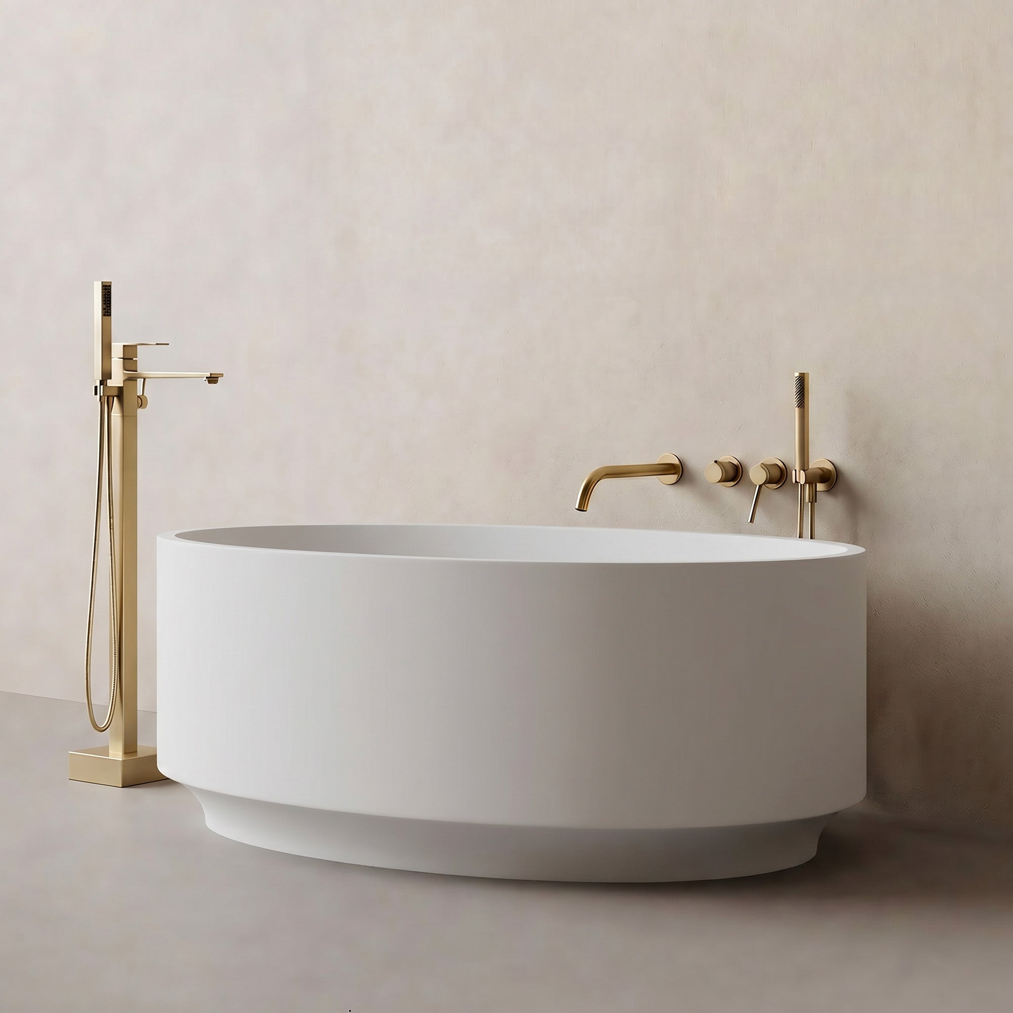 SYLARA Round Freestanding Soaking Bathtub 49" For Small Bathrooms