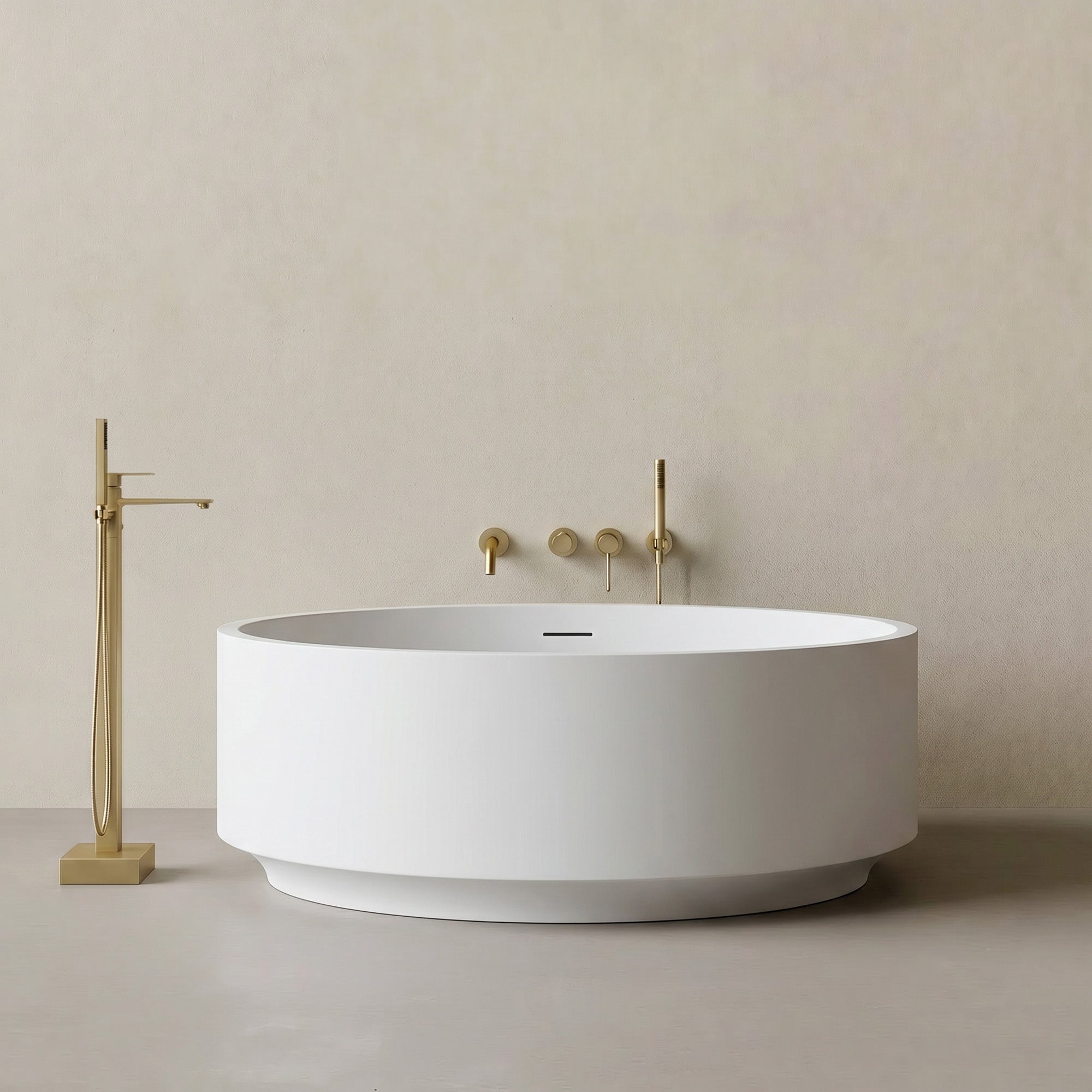 SYLARA Round Freestanding Soaking Bathtub 49" For Small Bathrooms