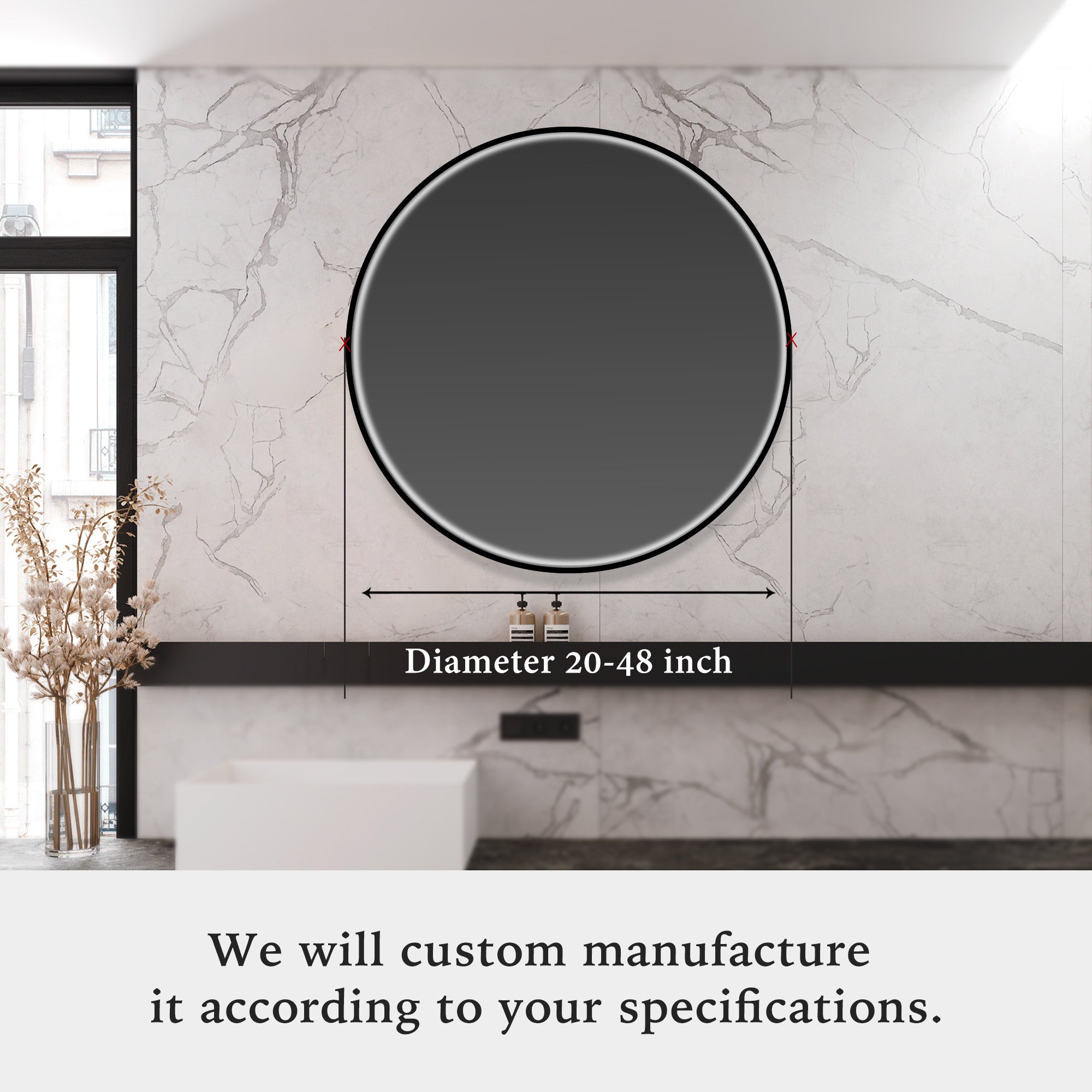 TELESTO Round Custom LED Mirror with Frame