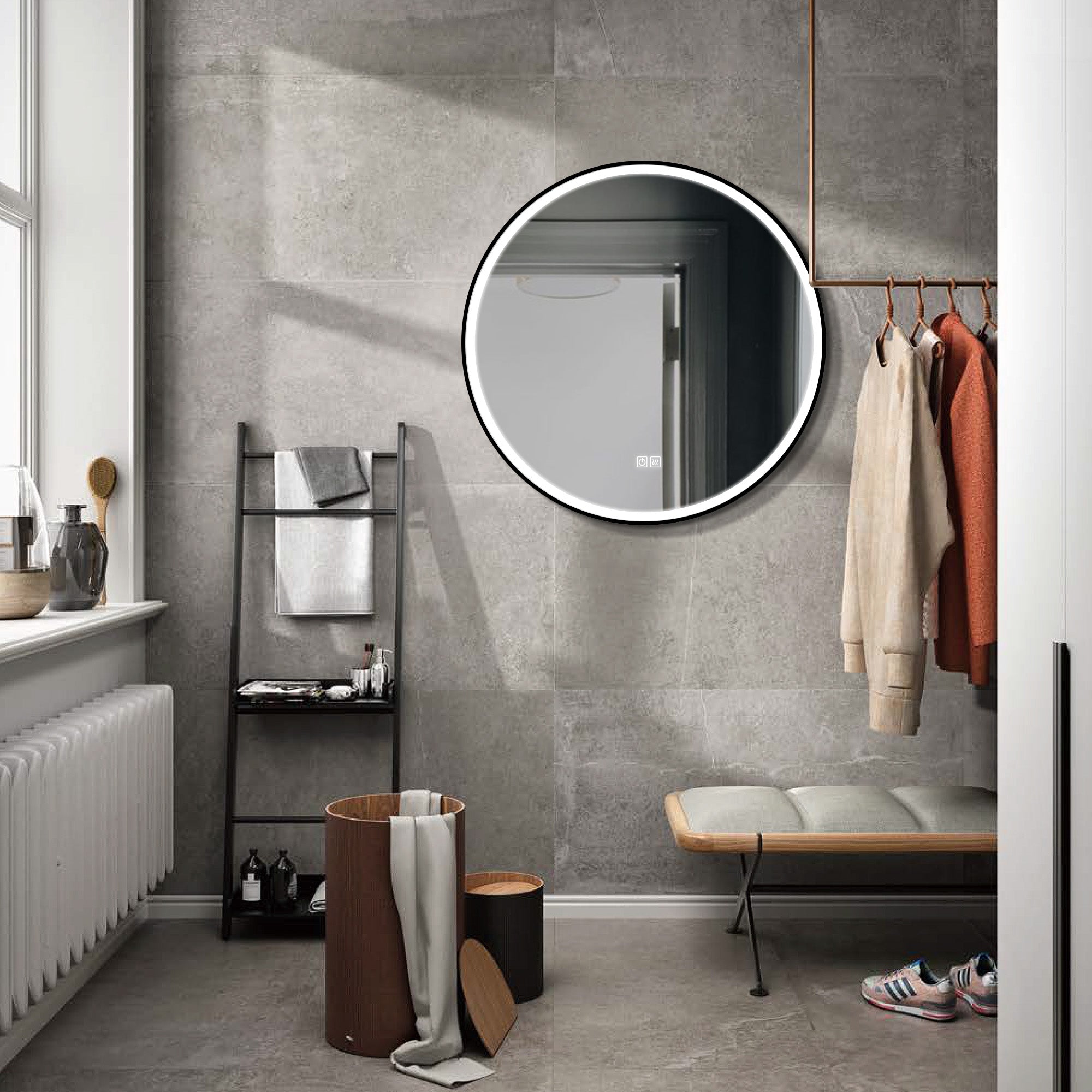 TETHYS Round Custom LED Mirror with Frame