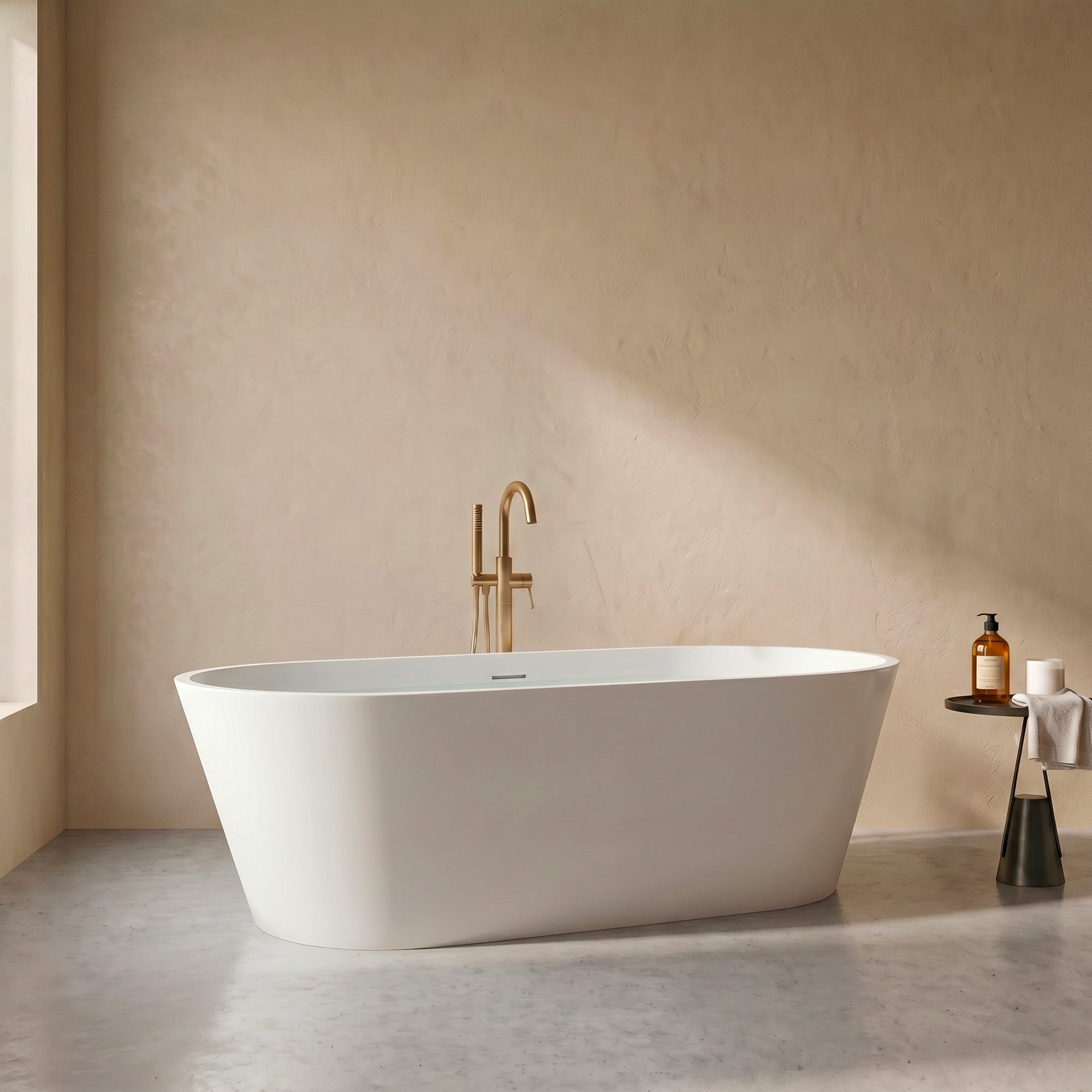 THALOR Rectangular Freestanding Soaking Bathtub 63" & 67" For Deep Soaking