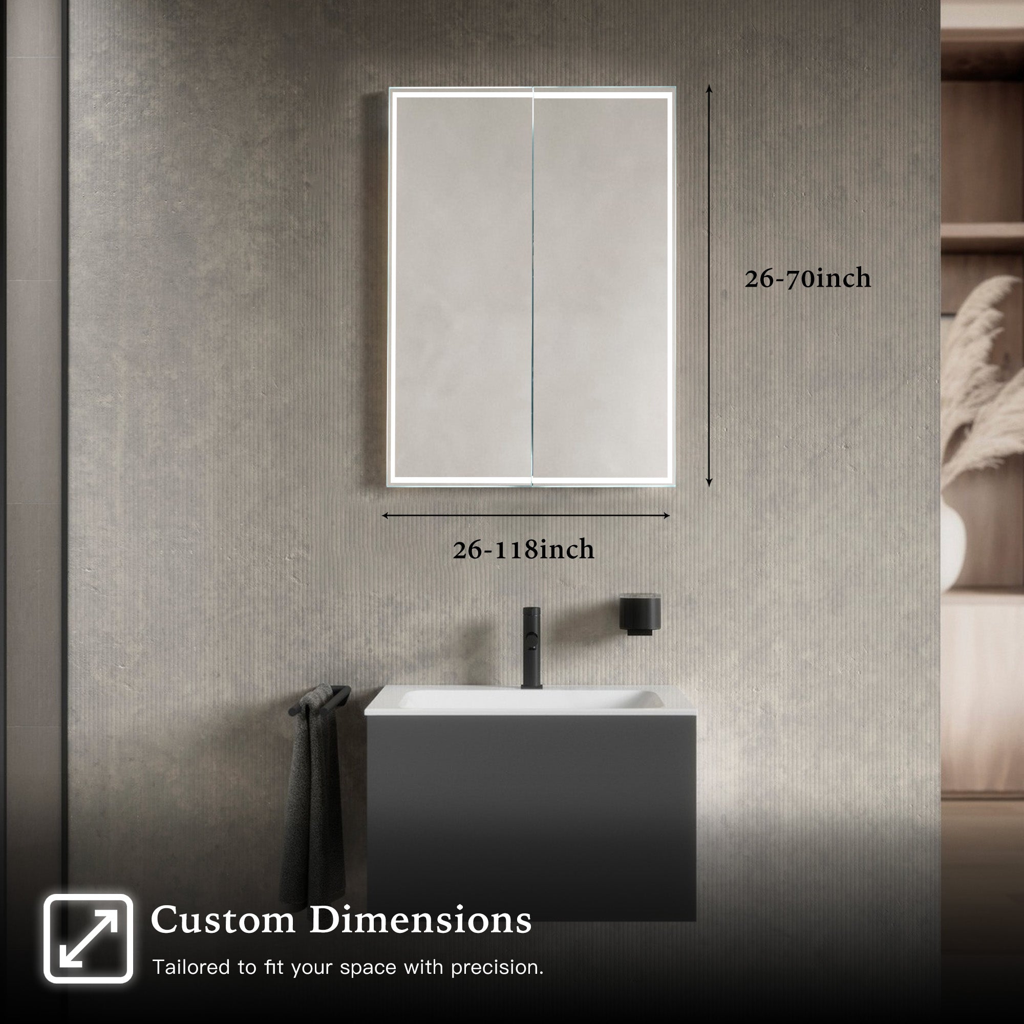THEBE Custom LED Mirror Medicine Cabinet with Modern Design