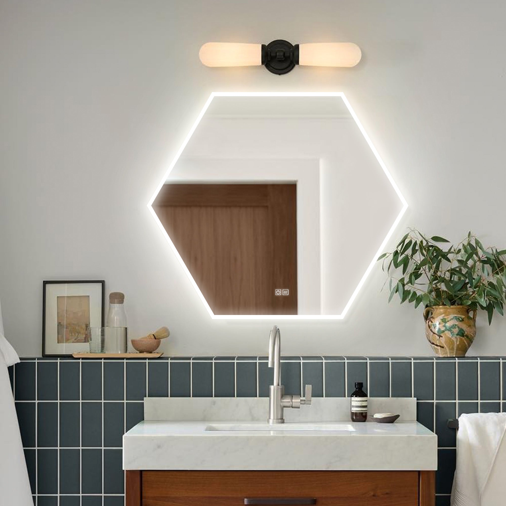 THALIA Irregular Custom LED Mirror with Edge Frosted