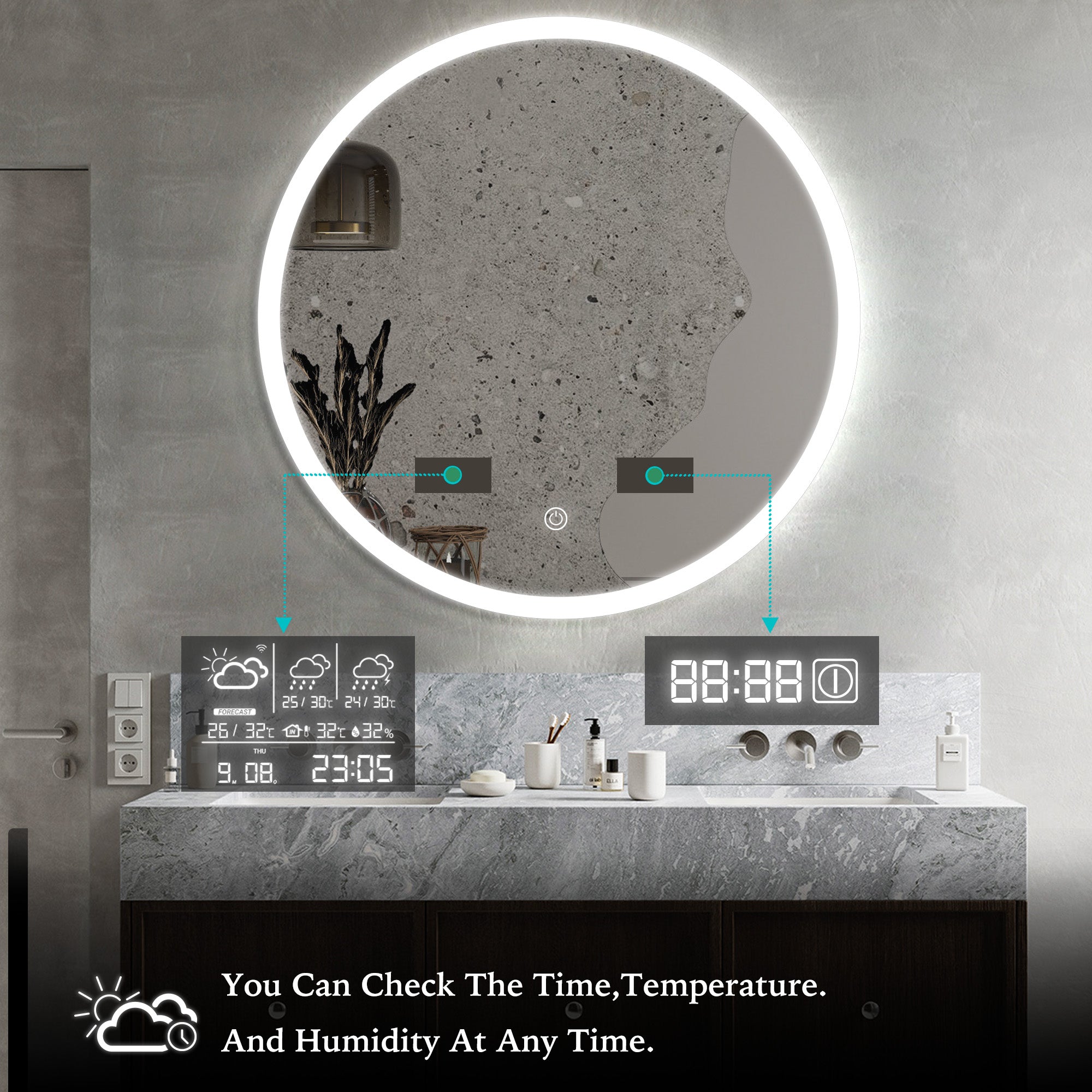 URANUS Round Custom LED Mirror with Edge Frosted