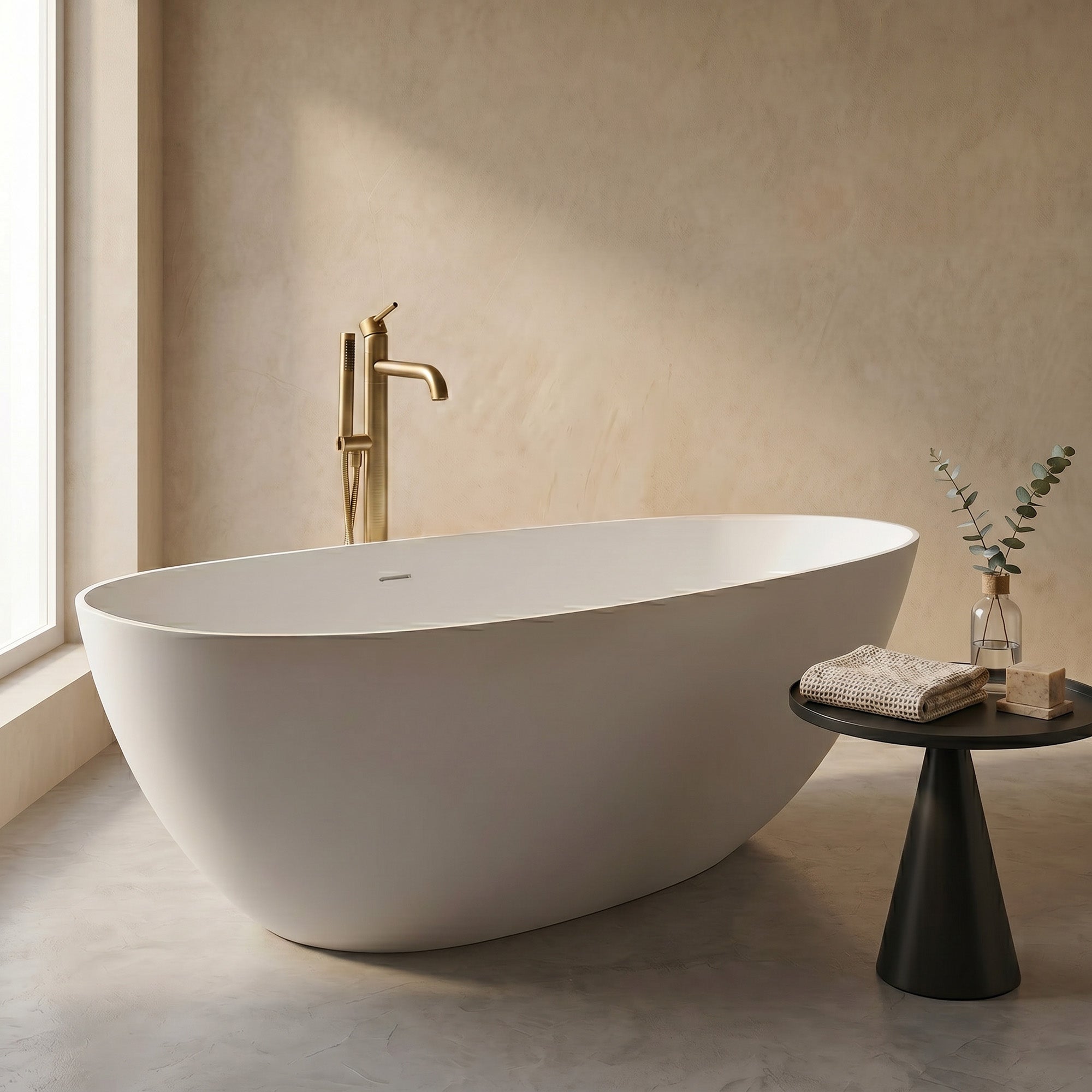 VELISSA Oval Freestanding Soaking Bathtub 59" & 67" For Seamless Comfort
