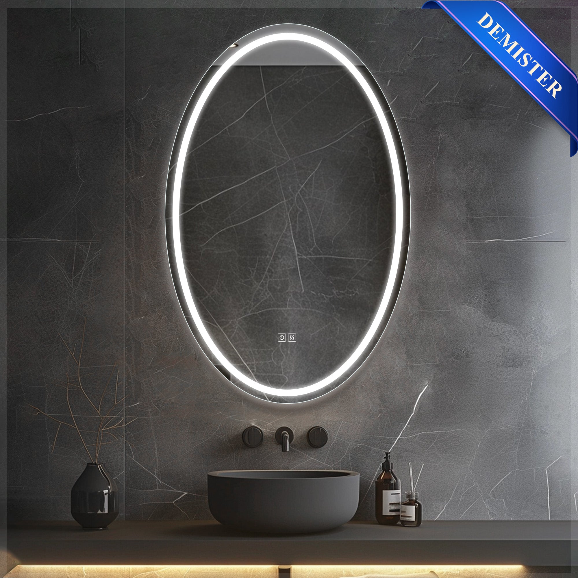 26"W*42"H PLUTO Oval Custom LED Mirror Large Vanity Mirror