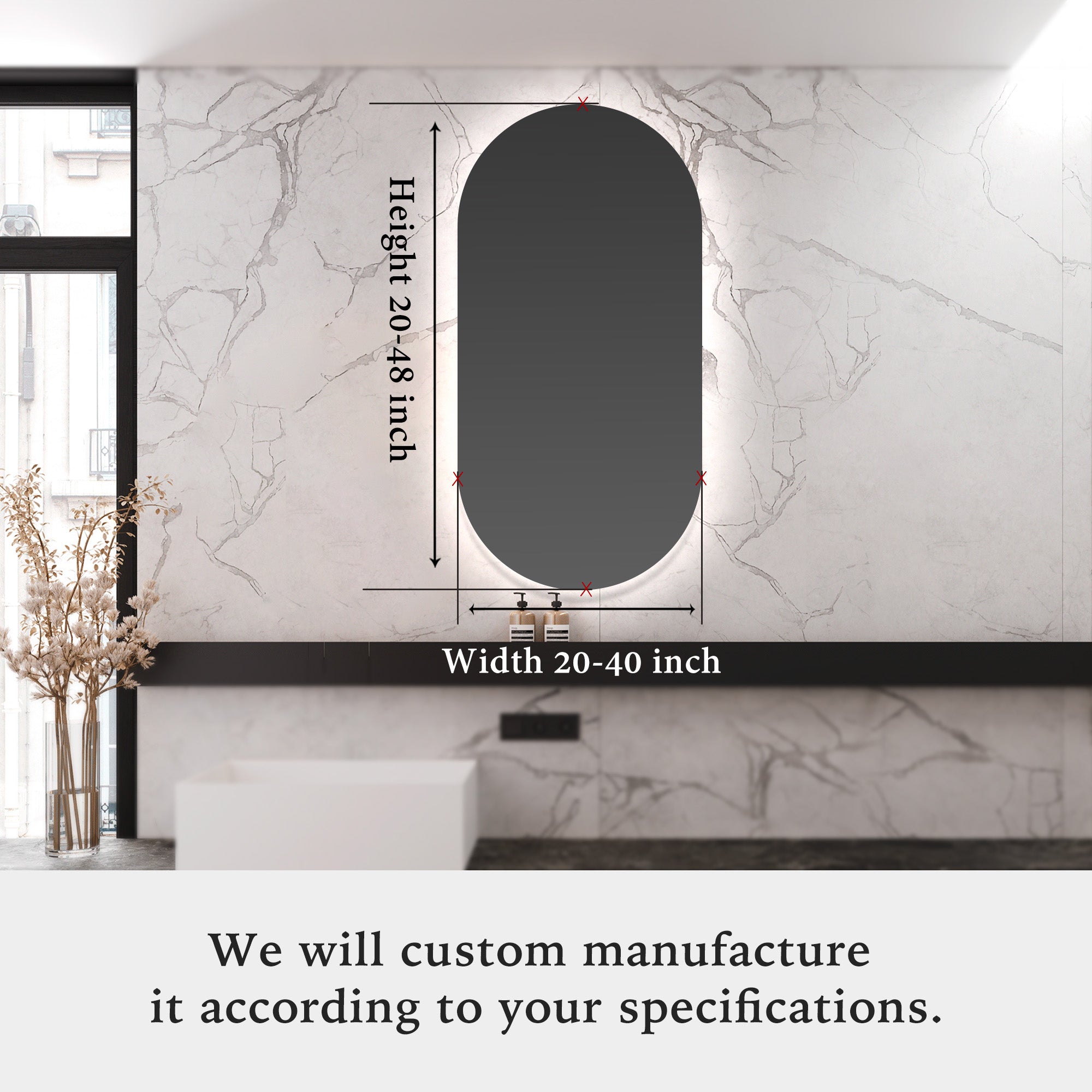 YMIR Oval Custom LED Mirror with Backlight