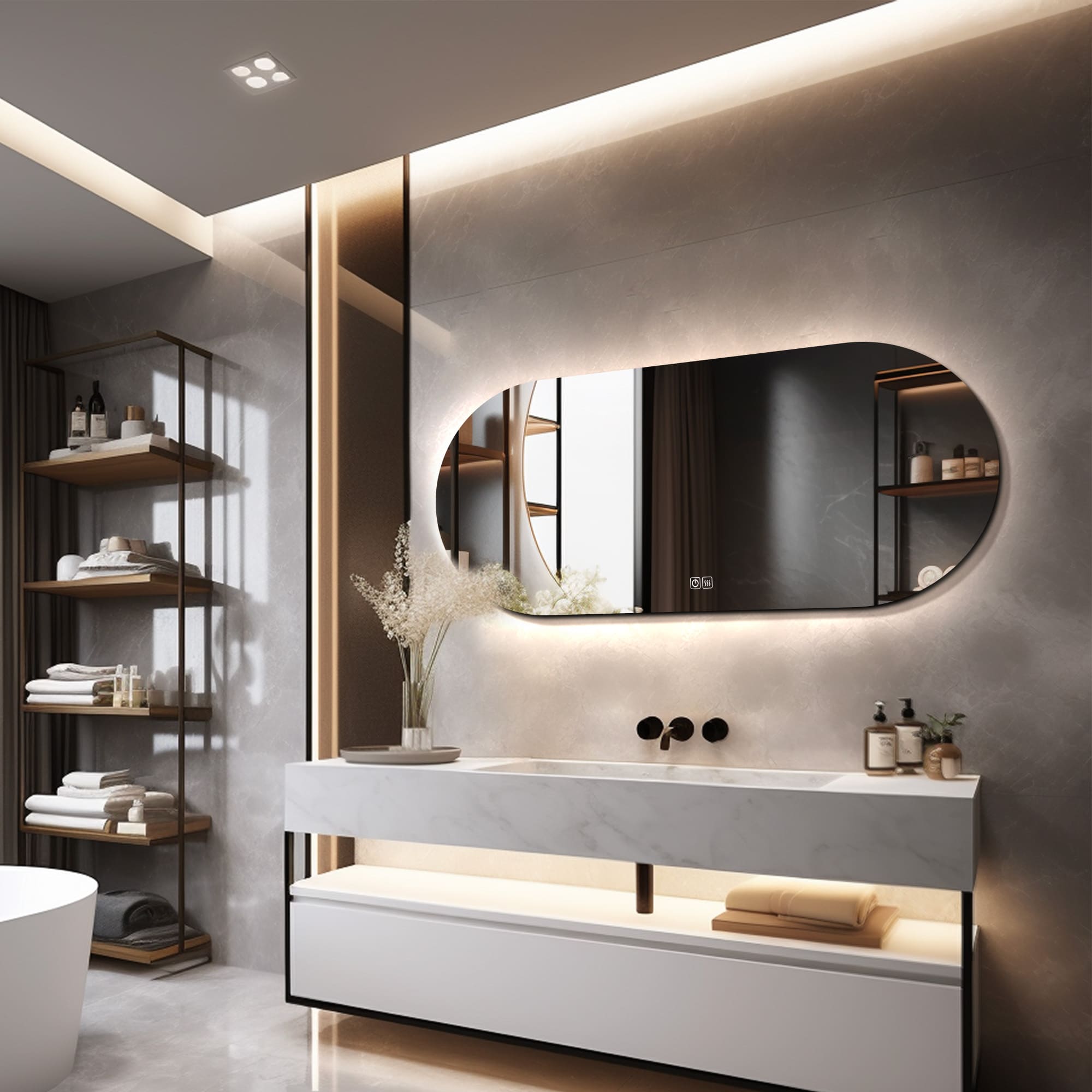 YmirOvalLEDMirrorforbathroom